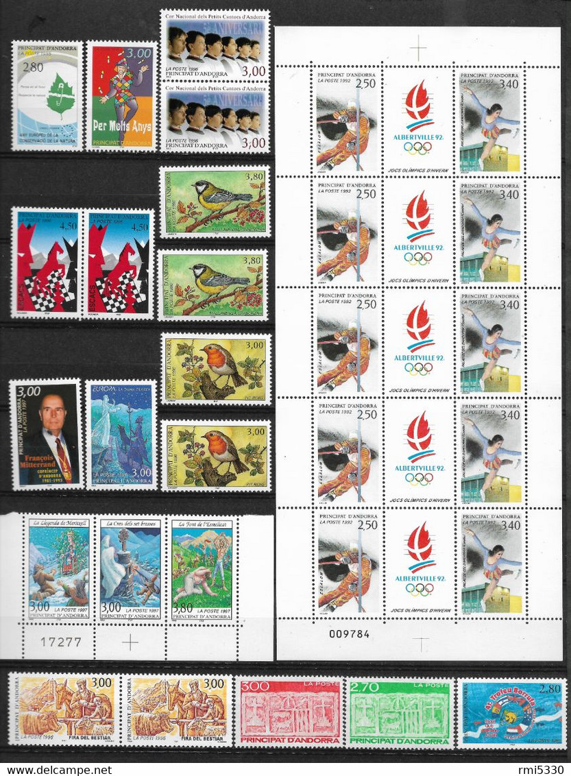 Lot de timbres neufs d'Andorre français en francs