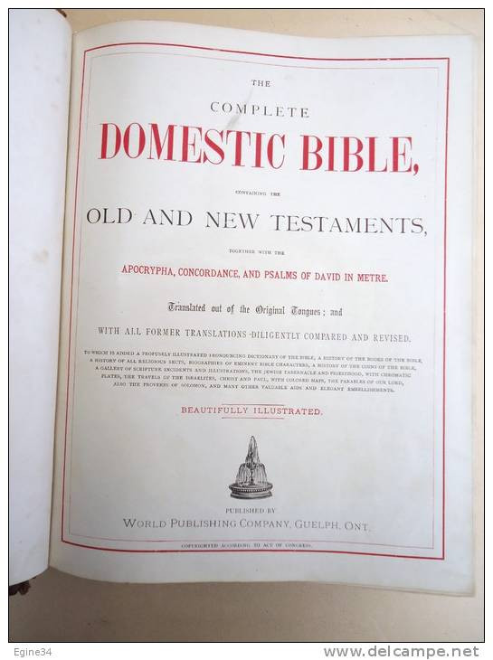 HOLY BIBLE - The Complete Domestic Bible Old and New Testaments - 1873 - illustrations GUSTAVE DORE