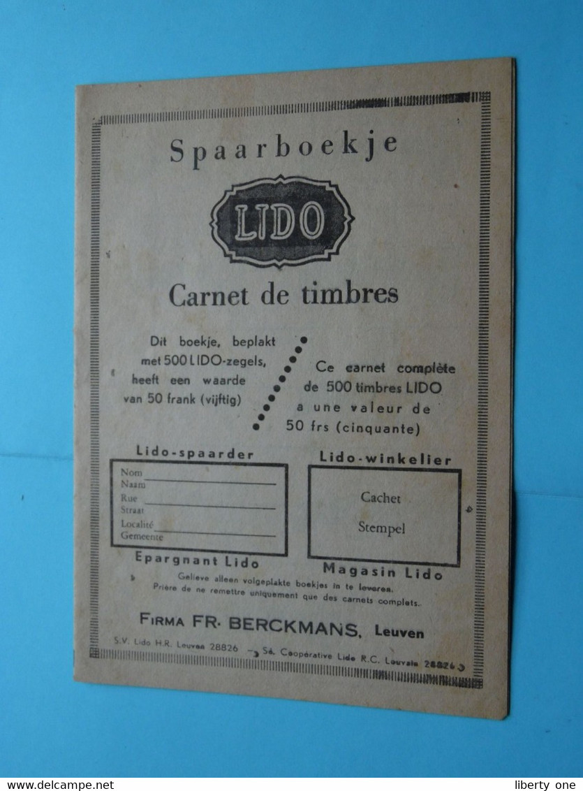 Spaarboekje LIDO Carnet De Timbres ( Firma Fr. BERCKMANS, LEUVEN ) > ( See / Voir Scan ) ! - Seals Of Generality