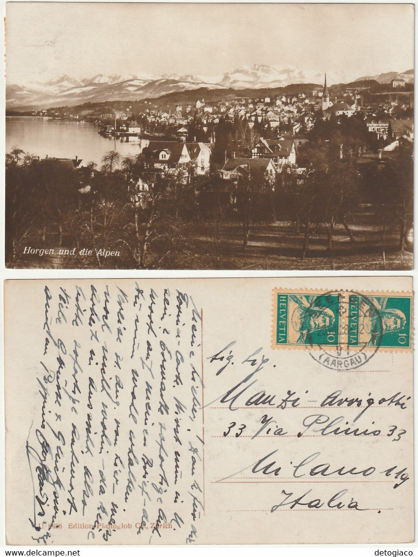 HORGEN UND DIE ALPEN - SVIZZERA - SCHWEIZ - SUISSE - SWITZERLAND - VIAGG. 1928 -78335- - Horgen