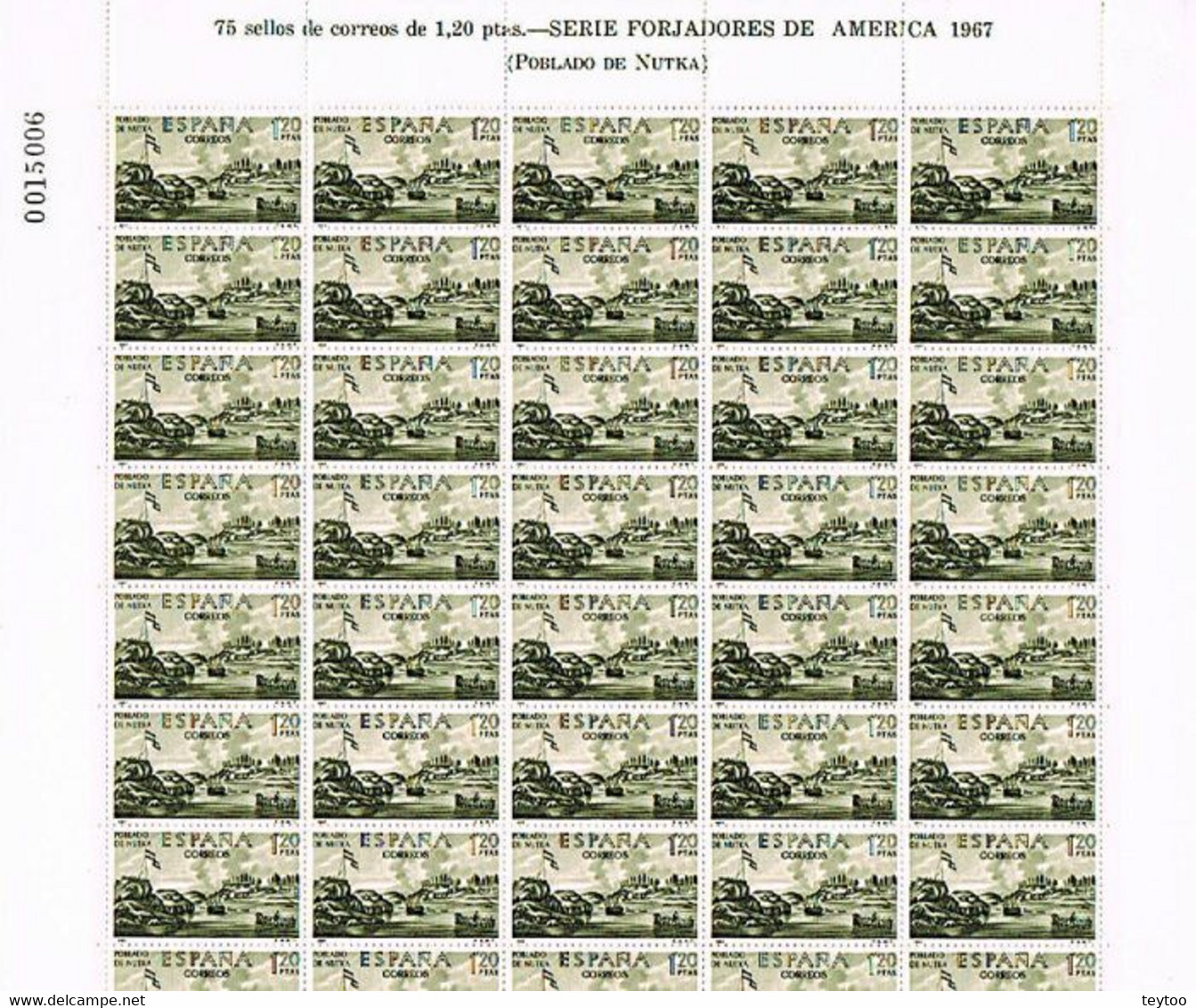 [ES1822.A] España 1967. Pliego Forjadores De América. 1,20 Pts (MNH) - Hojas Completas