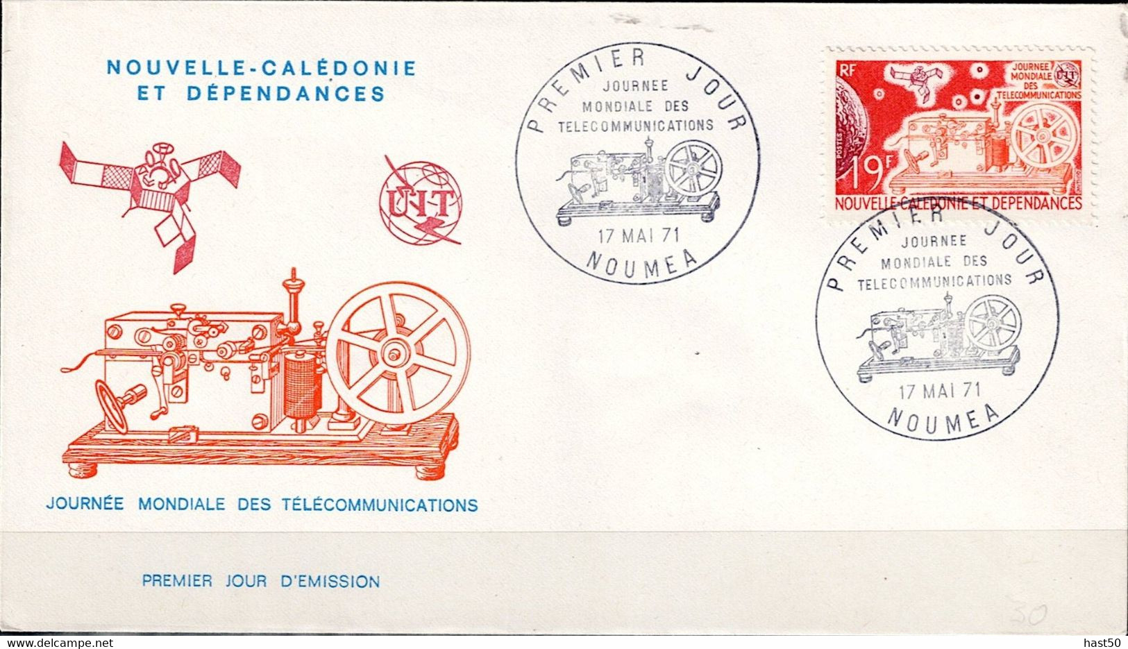 Neukaledonien - Weltfernmeldetag (MiNr: 502) 1971 - FDC - Briefe U. Dokumente