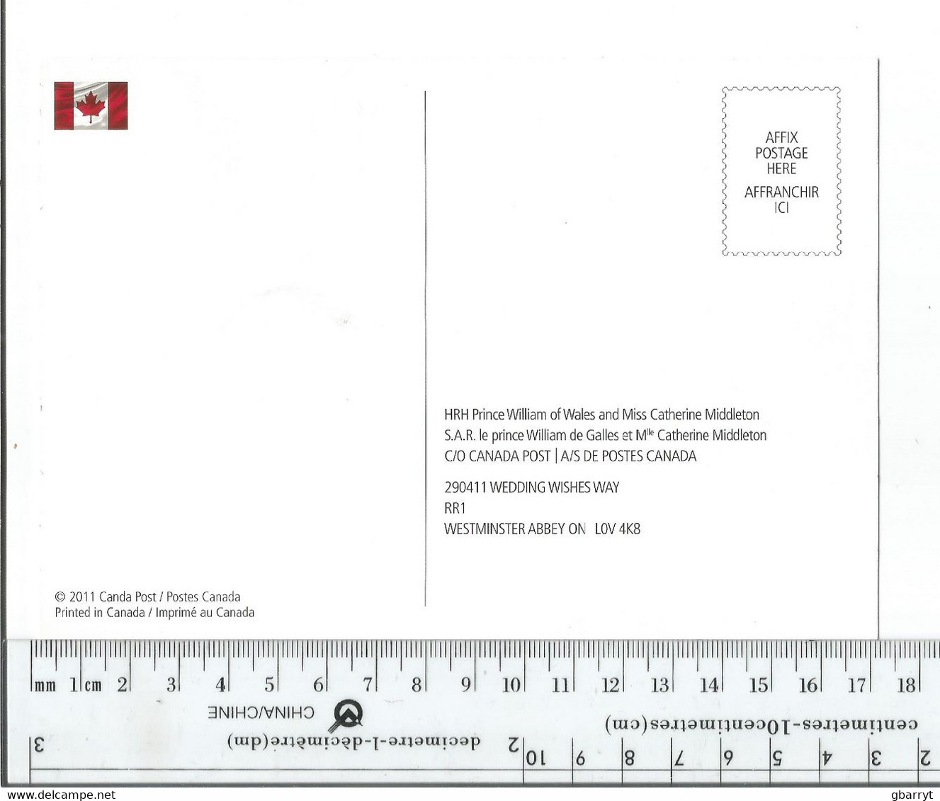 Canada Post Wedding Congratulations Card For William And Kate Middleton .......(Box 9) - Moderne Ansichtskarten