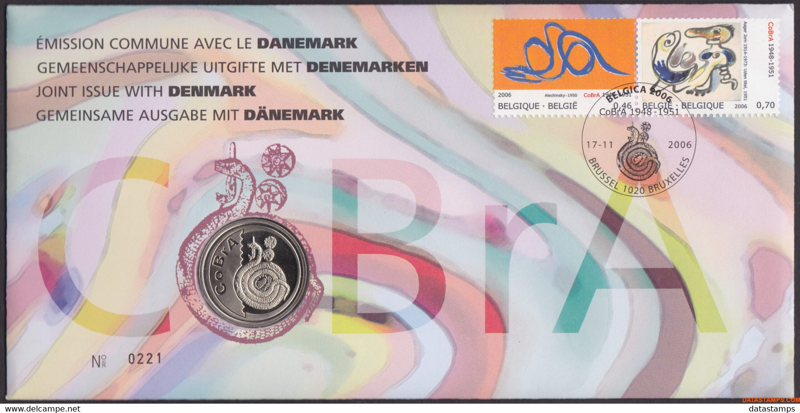 België 2006 - Mi:3613/3614, Yv:3548/3549, OBP:3563 HK, Nummisletter - O - Cobra Belgie - Denemarken - Numisletters