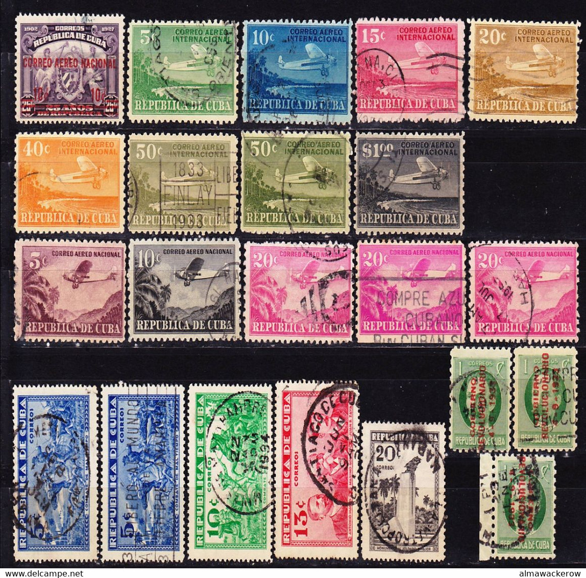 Cuba 1930-1949 Lot Of Real Used Stamps With Some Key Values And Interesting Cancellations, Used O - Gebruikt