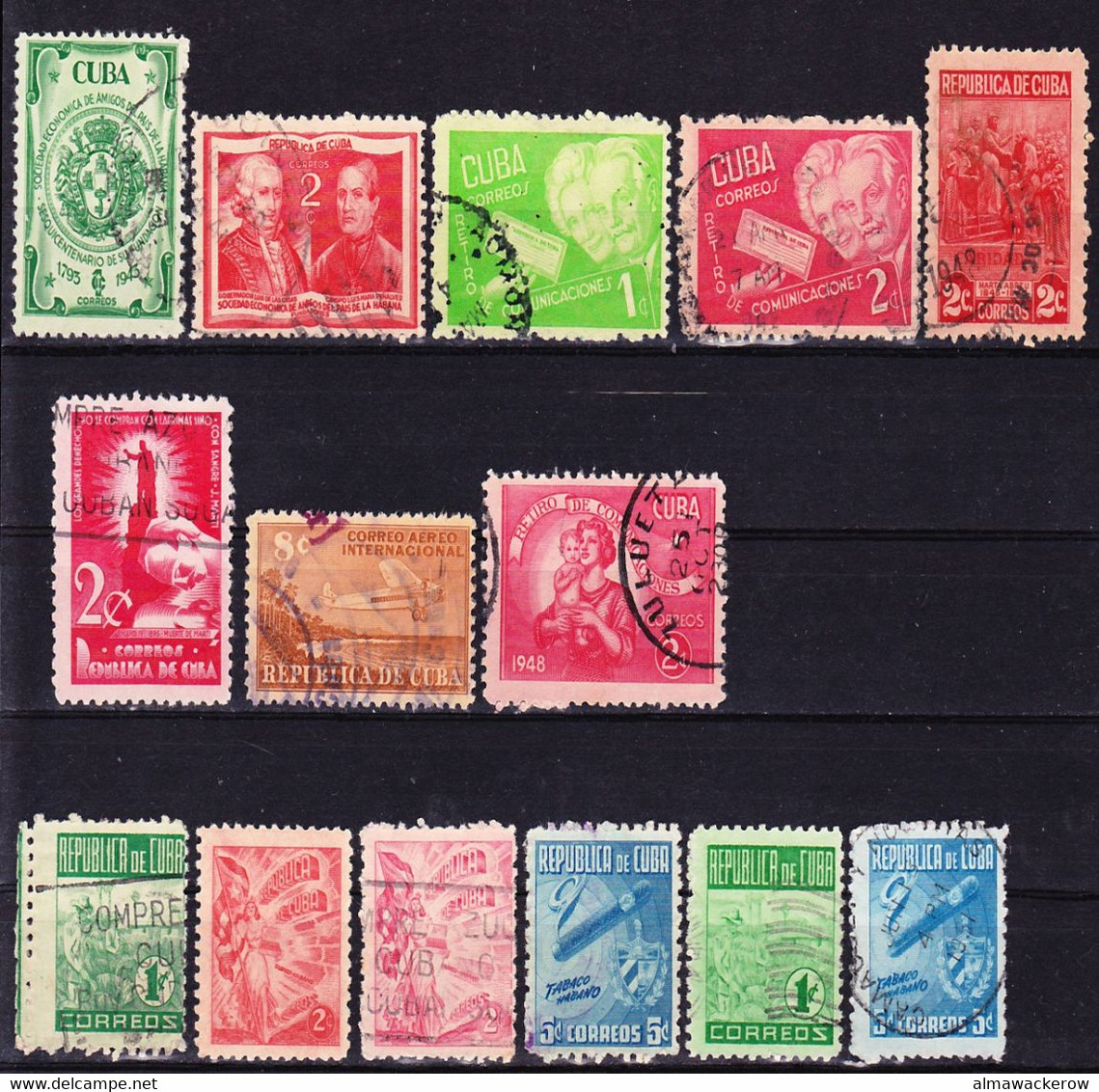 Cuba 1930-1949 Lot Of Real Used Stamps With Some Key Values And Interesting Cancellations, Used O - Gebruikt