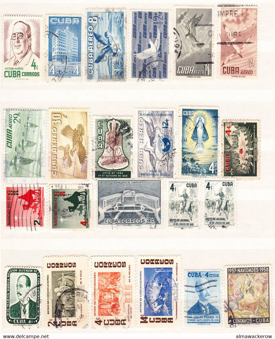 Cuba 1950-1959 Big Lot Of Real Used Stamps With Some Interesting Cancellations, Used O - Used Stamps