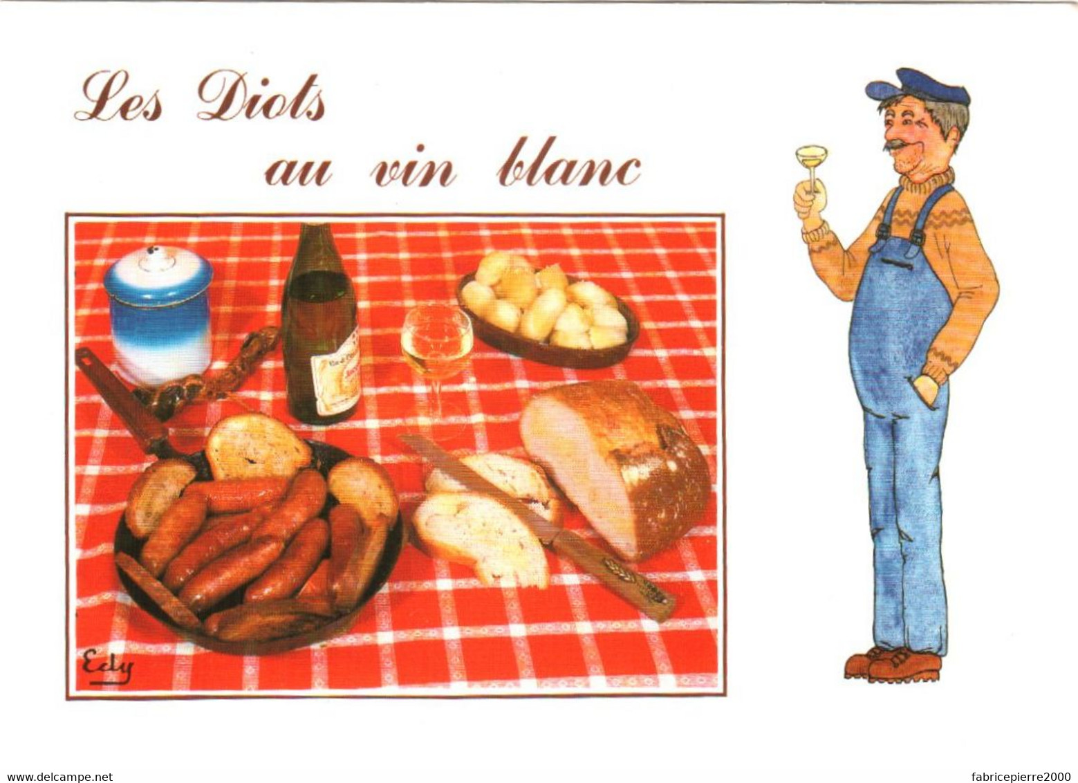 CPM Recette Des Diots Au Vin Blanc TBE éd. Edy à Chambéry - Recettes (cuisine)