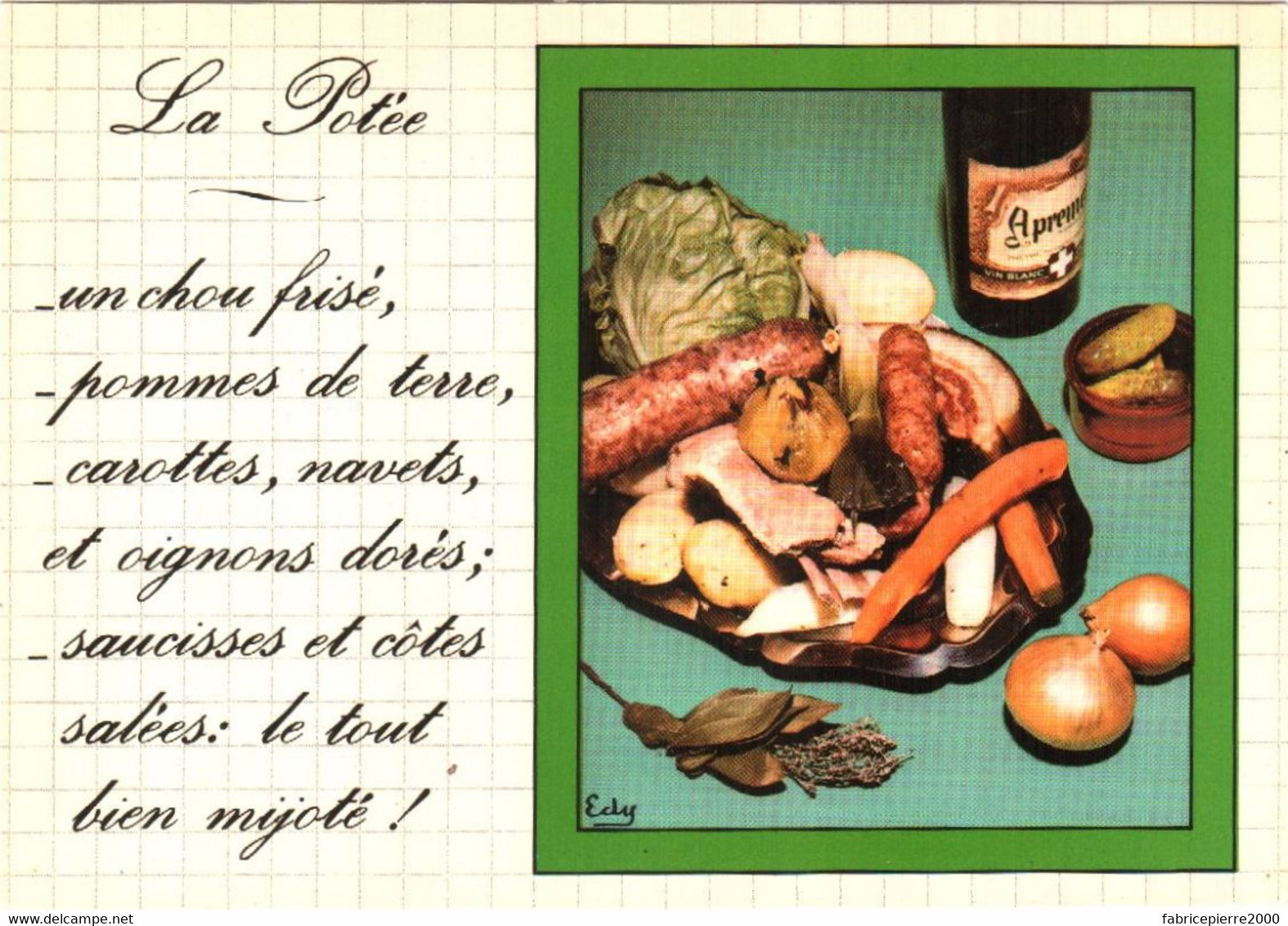 CPM Recette De La Potée TBE éd. Edy à Chambéry - Recettes (cuisine)