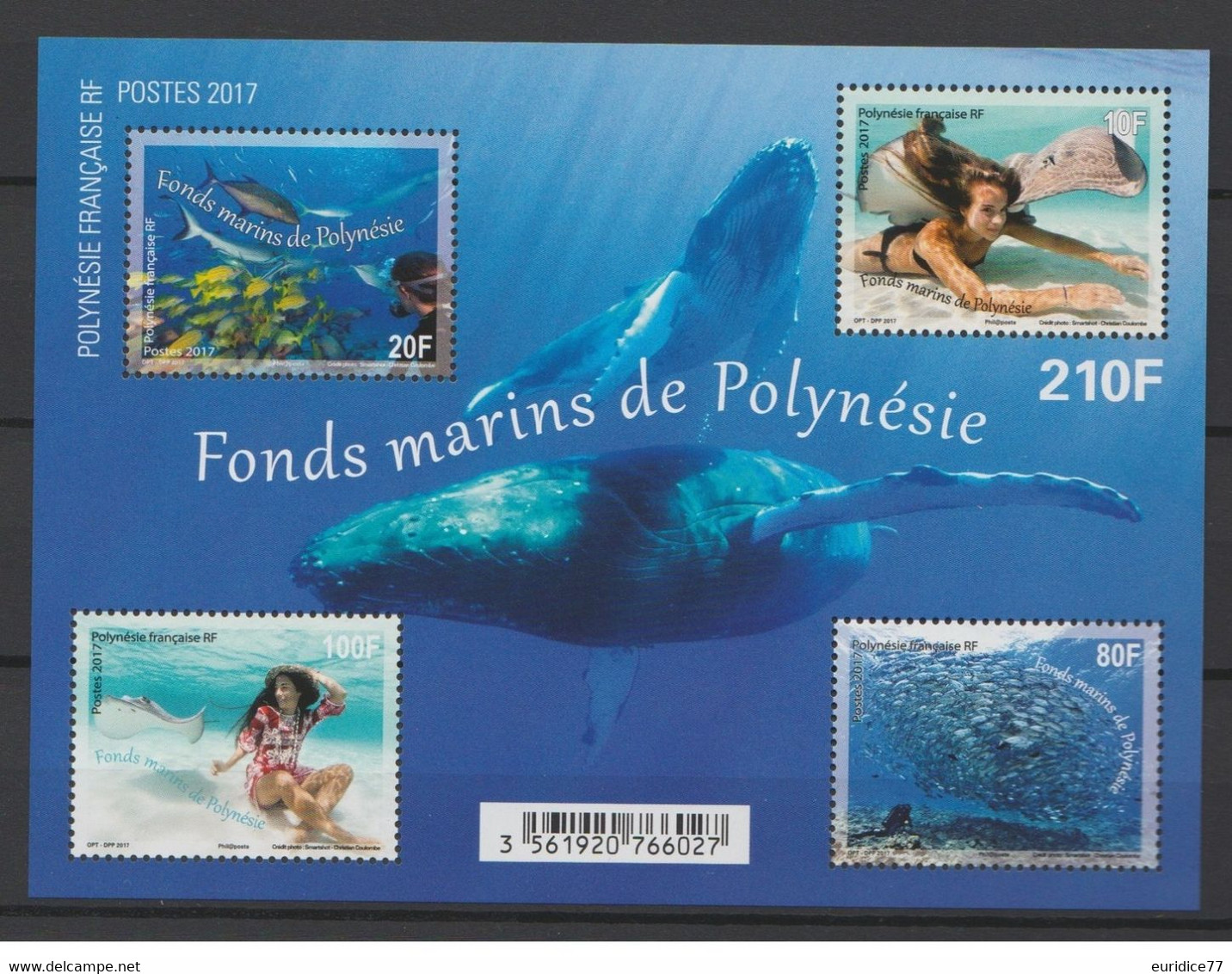 French Polynesie 2017 - Fonds Marins Bloc Mnh** - Neufs