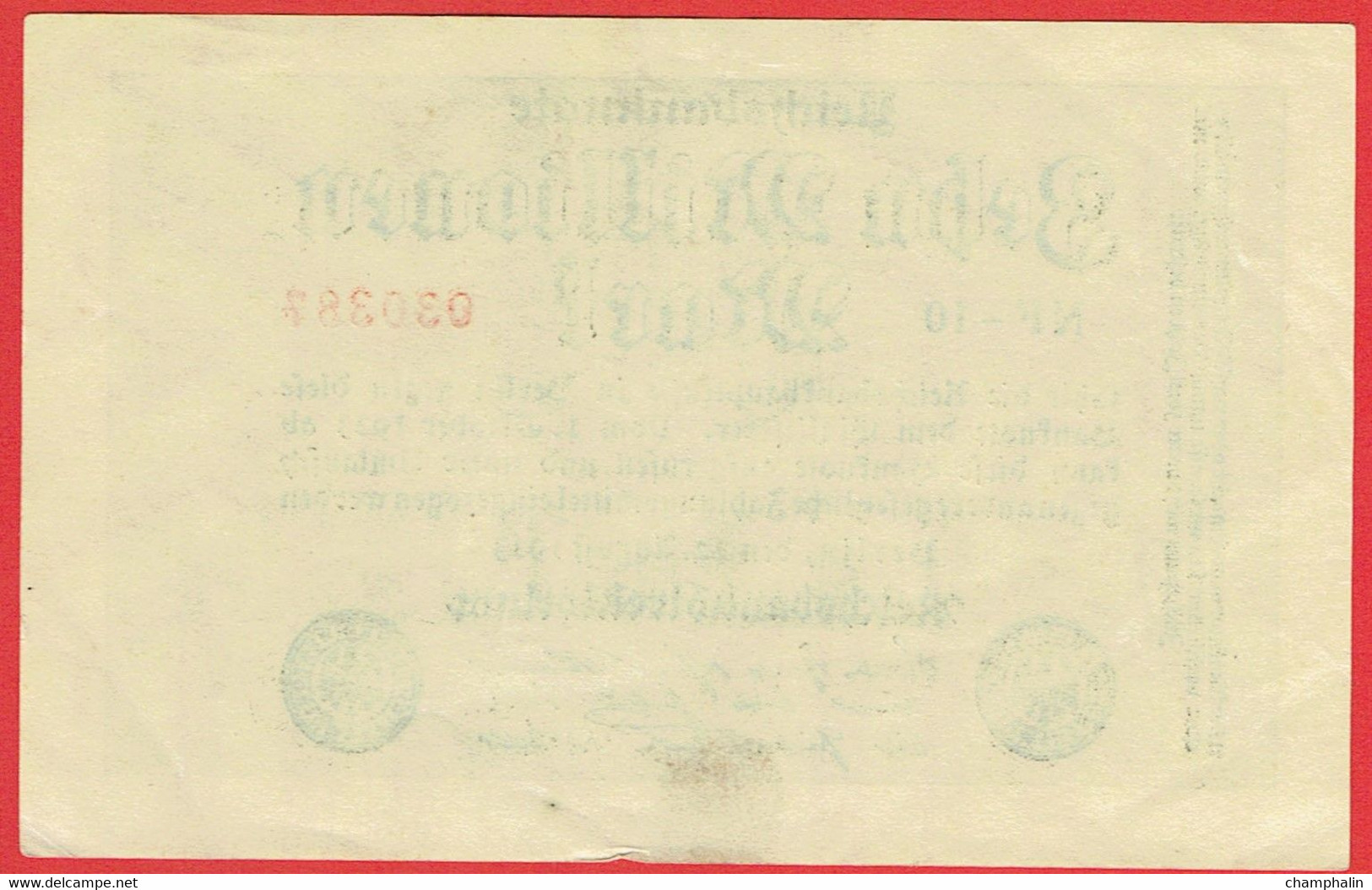 Allemagne - Billet De 10 Millionen Mark - 10.000.000 Mark - 22 Août 1923 - P106a - 10 Mio. Mark