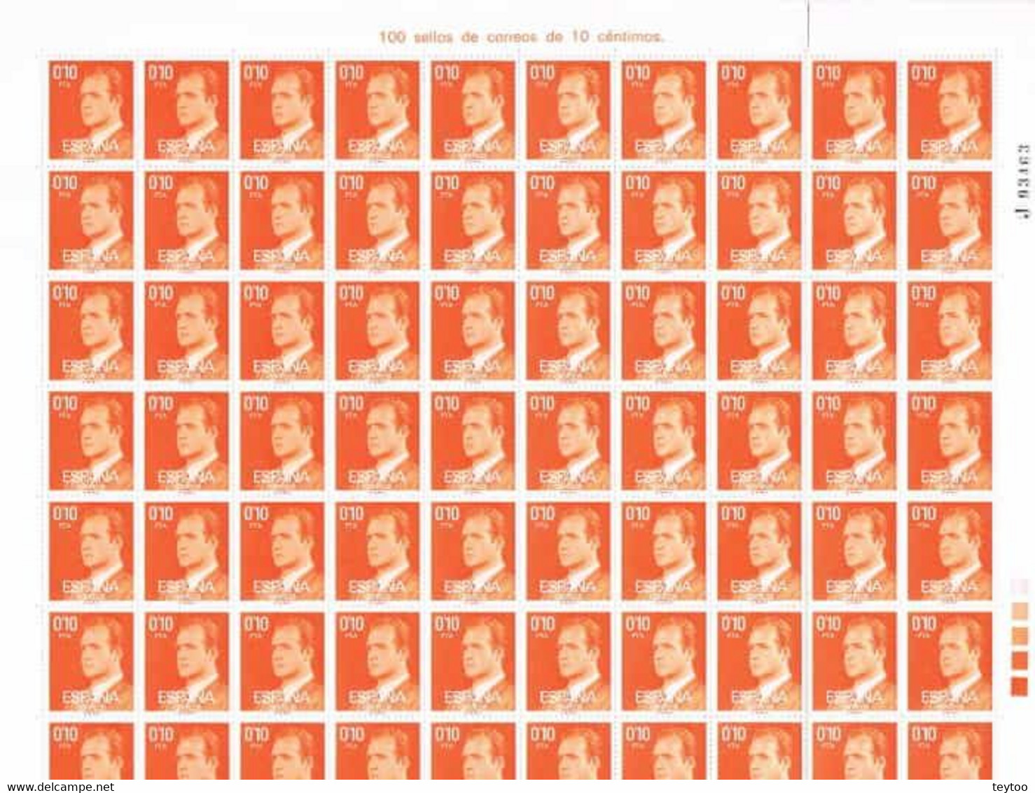 [ES2386.A] España 1977. Pliego Juan Carlos I. 0,10 Pts (MNH) - Full Sheets