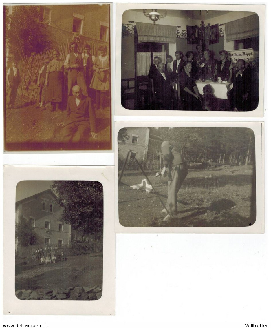 6x Orig. Foto 1930 Ortspartie Innenansicht Personen Vom Gasthaus Köppl In Lam Bayerischer Wald Bei Cham - Cham