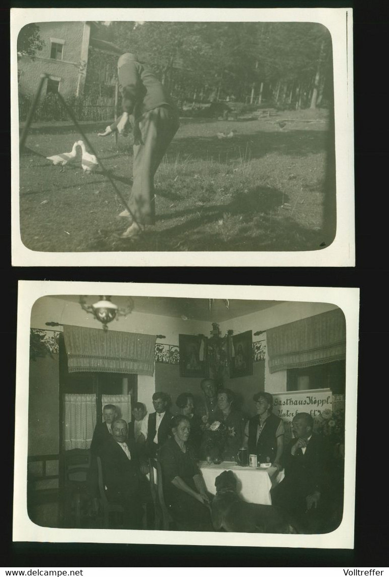 6x Orig. Foto 1930 Ortspartie Innenansicht Personen Vom Gasthaus Köppl In Lam Bayerischer Wald Bei Cham - Cham