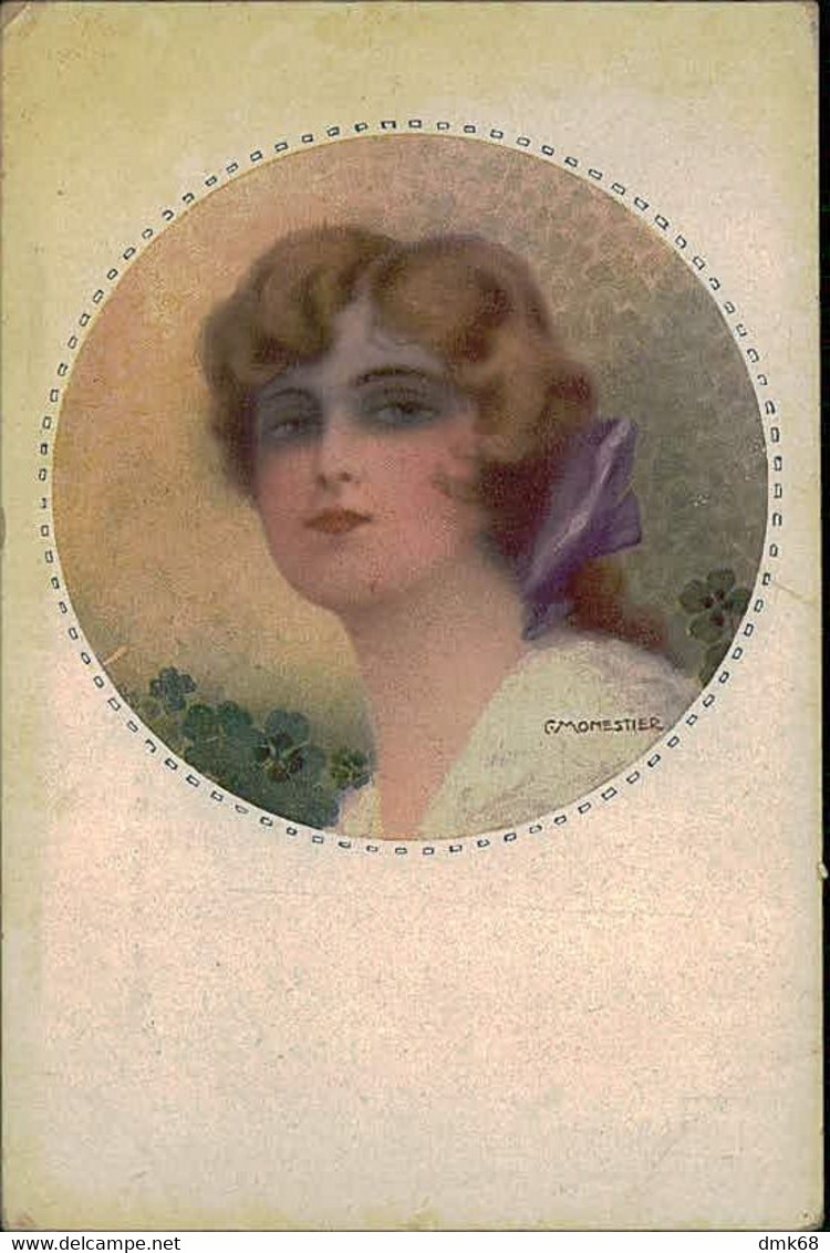 2 MONESTIER SIGNED 1910s POSTCARDS - WOMAN - SERIE 880 (2698) - Monestier, C.