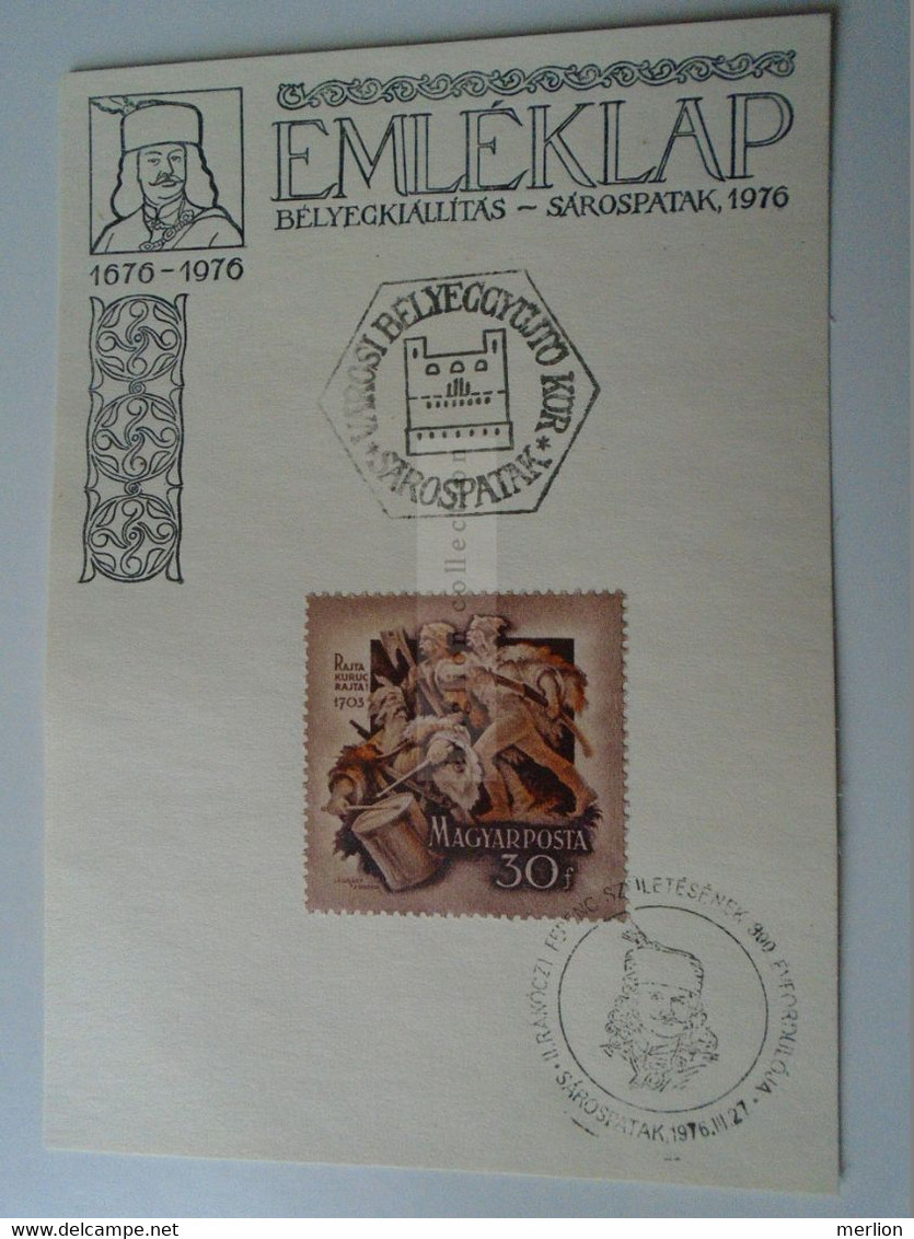 D189182   Hungary Special Postmark - Emléklap  Sárospatak  1976  RÁKÓCZI - Marcofilie