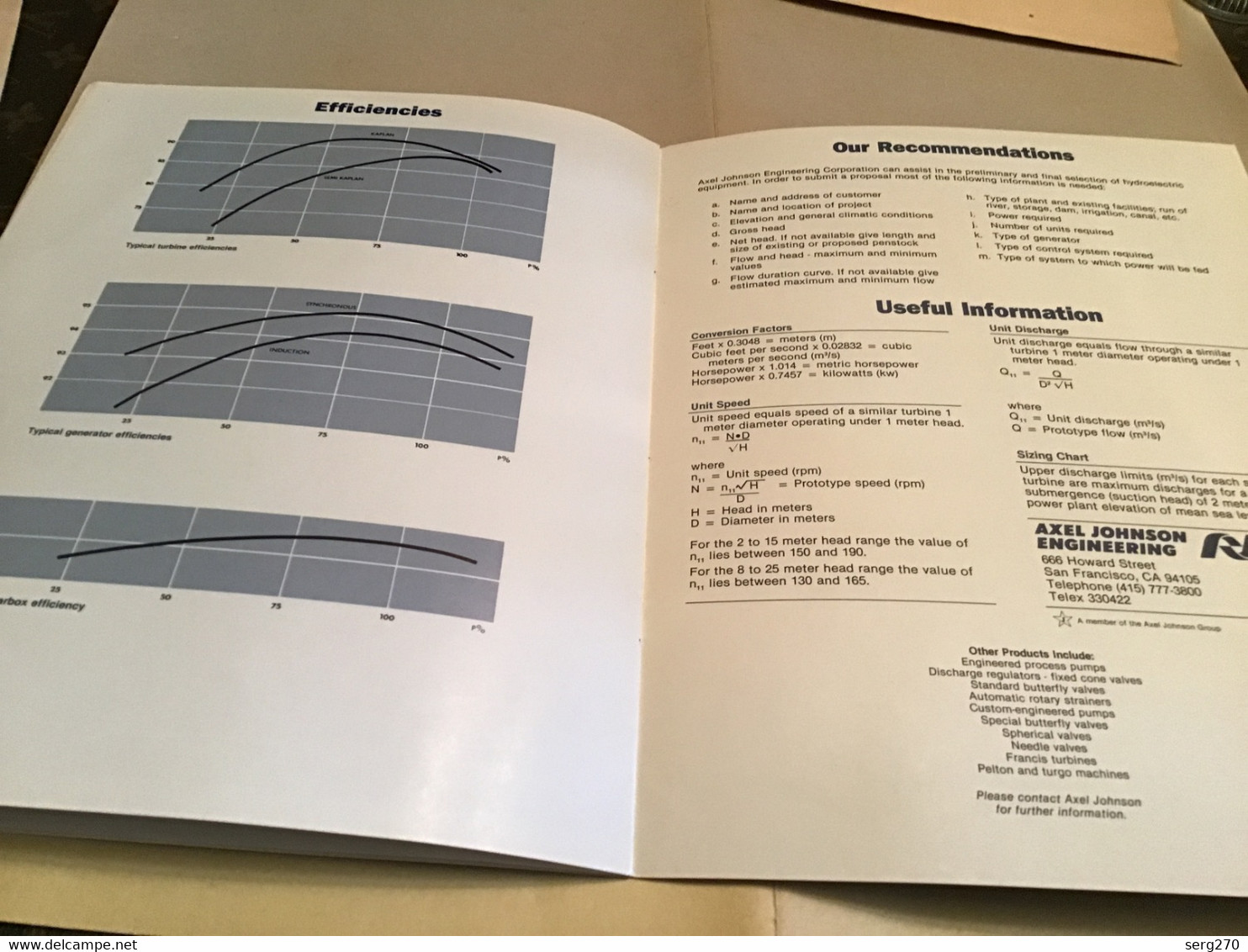 Axel Johnson Engineering. Technical Bulletin low head Hydroelectric Power plants 1970