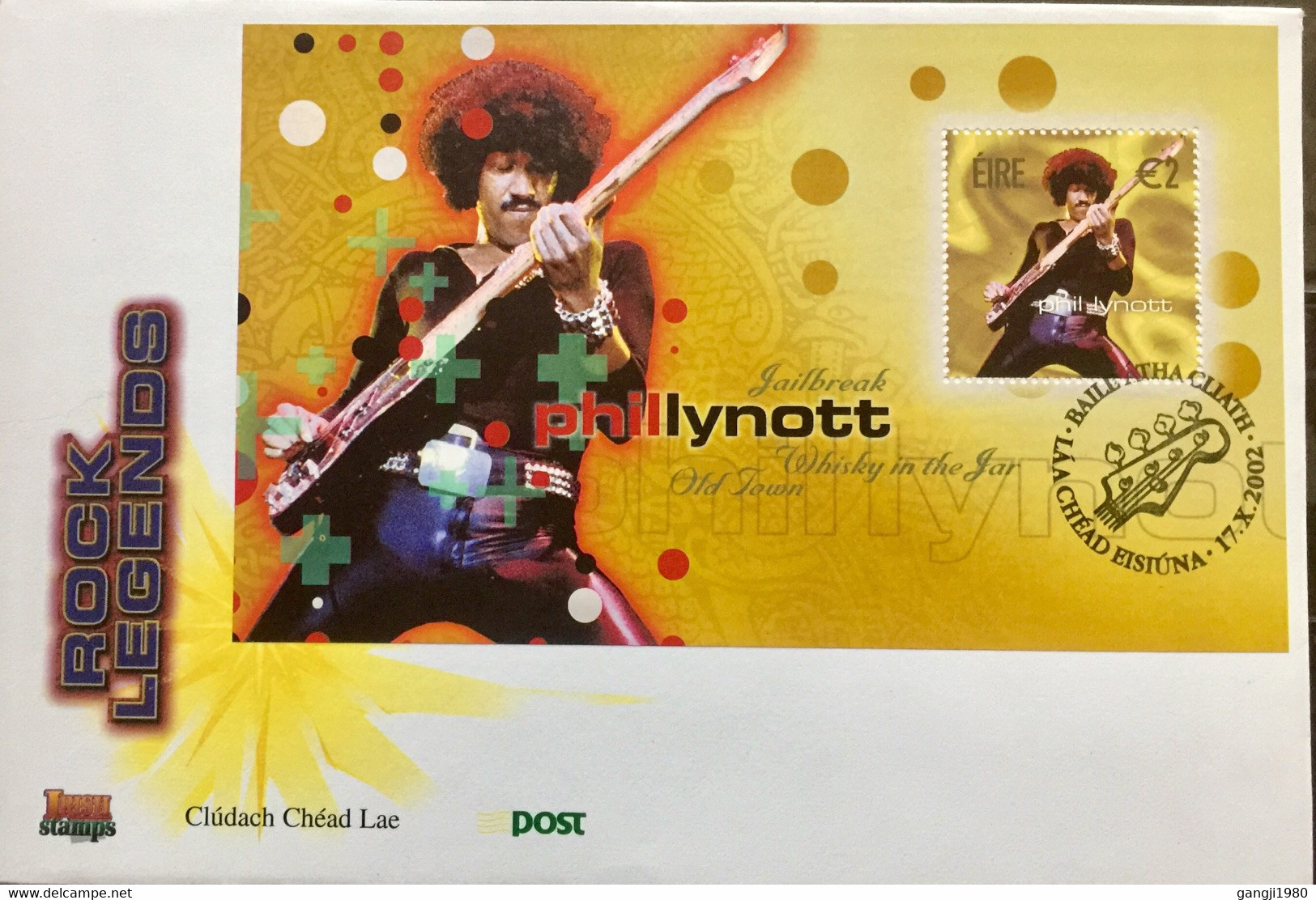 IRELAND 2002, FDC COVER  BLOCK ,MINIATURE SHEET,PHILL LYNOTT ON COVER,ROCK MUSIC - Covers & Documents