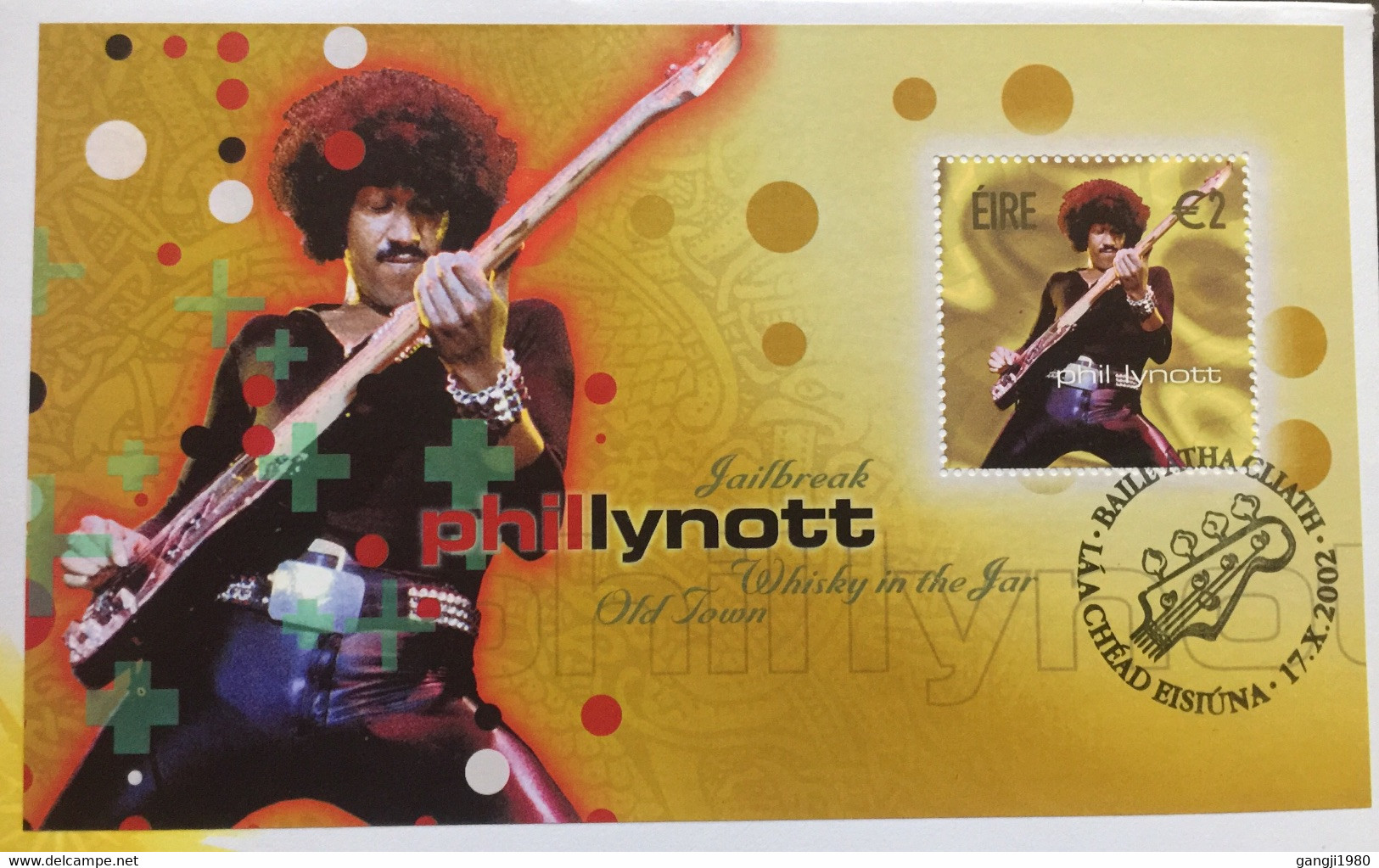 IRELAND 2002, FDC COVER  BLOCK ,MINIATURE SHEET,PHILL LYNOTT ON COVER,ROCK MUSIC - Lettres & Documents