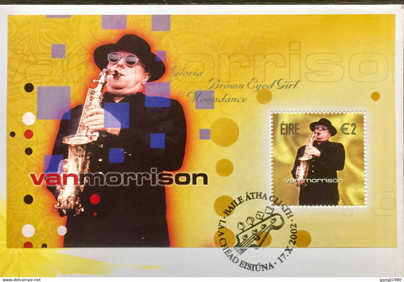 IRELAND 2002, FDC ,COVER  BLOCK ,MINIATURE SHEET, VAN MORRISON ,MUSIC - Cartas & Documentos