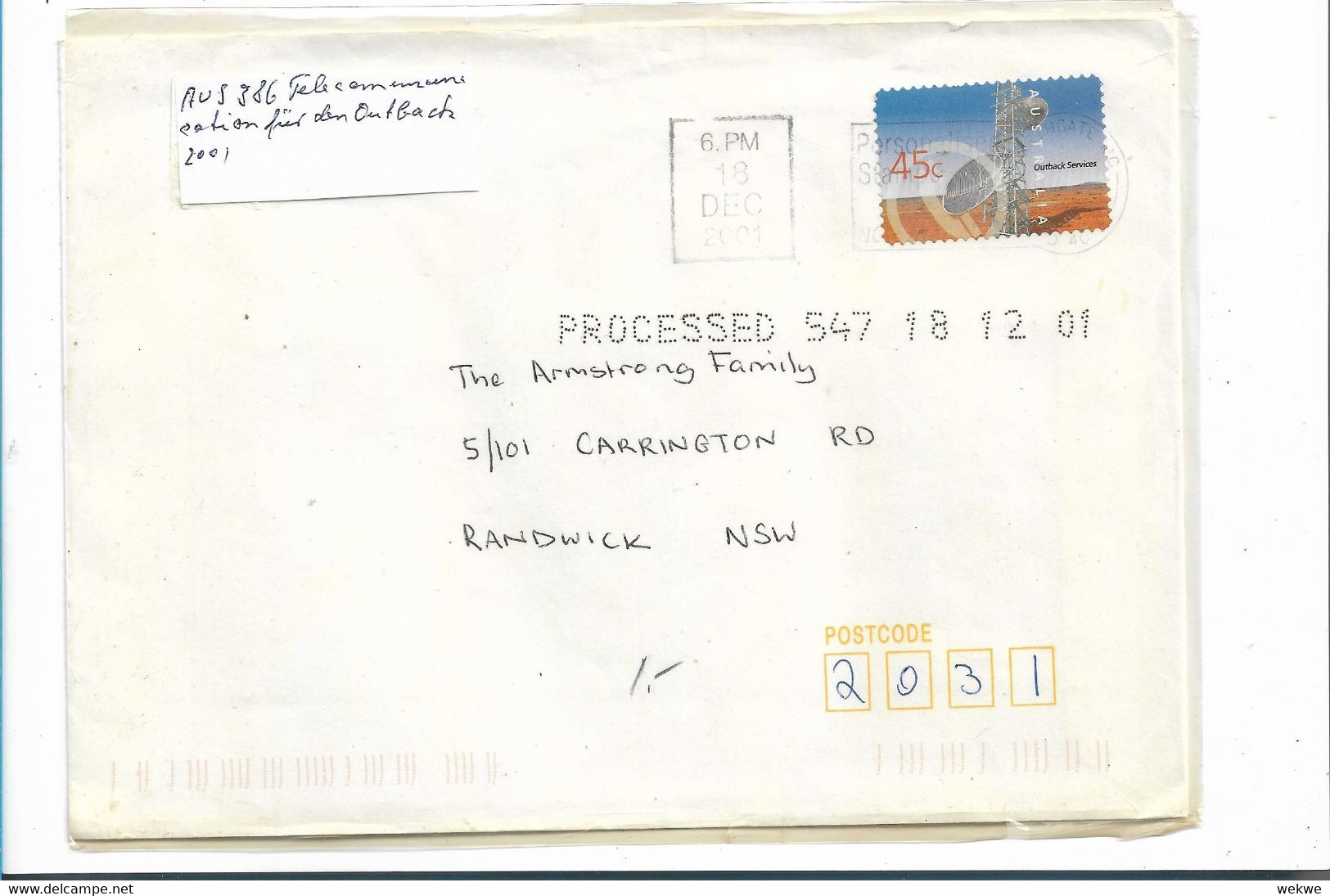 Aus386 / AUSTRALIEN - Telekommunikation Für Den Outback 2001 - Briefe U. Dokumente