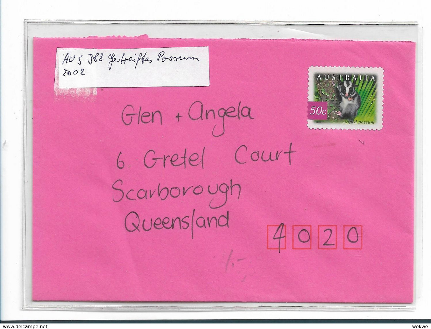 Aus388 / AUSTRALIEN - Gestreiftes Possum 2002 - Lettres & Documents