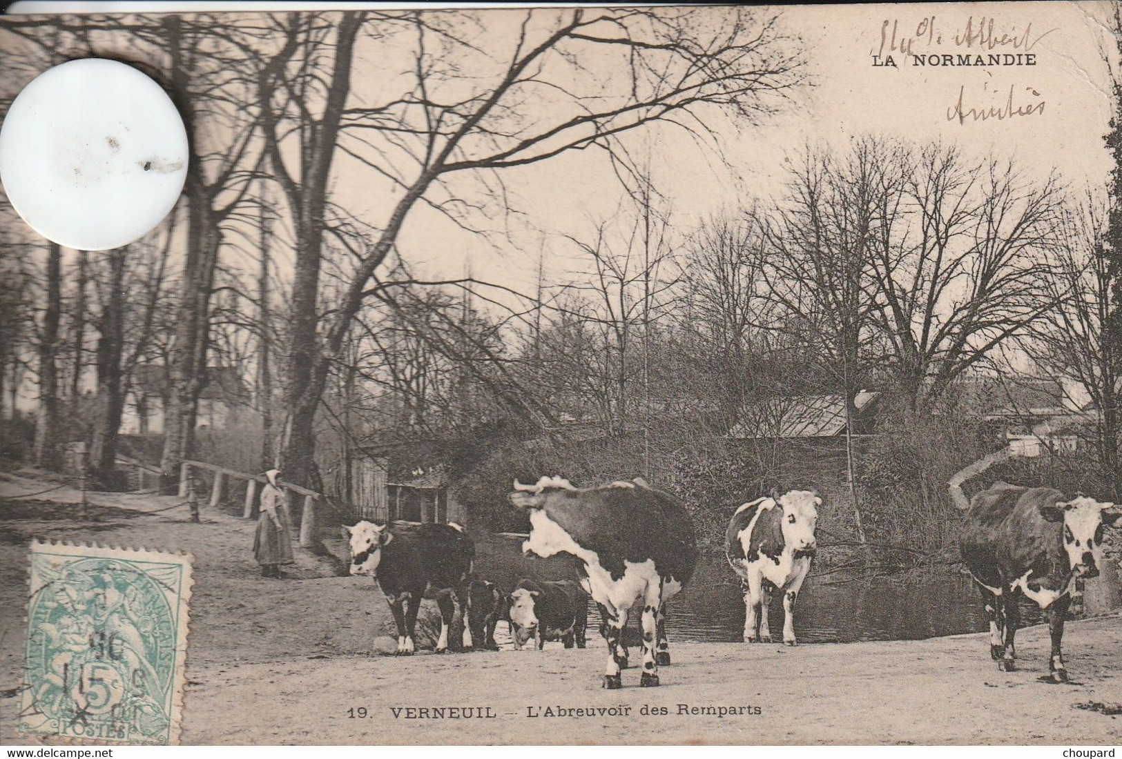 27 - Très Belle Carte Postale Ancienne De  VERNEUIL   Abreuvoir Des Remparts    Carte Animée - Verneuil-sur-Avre