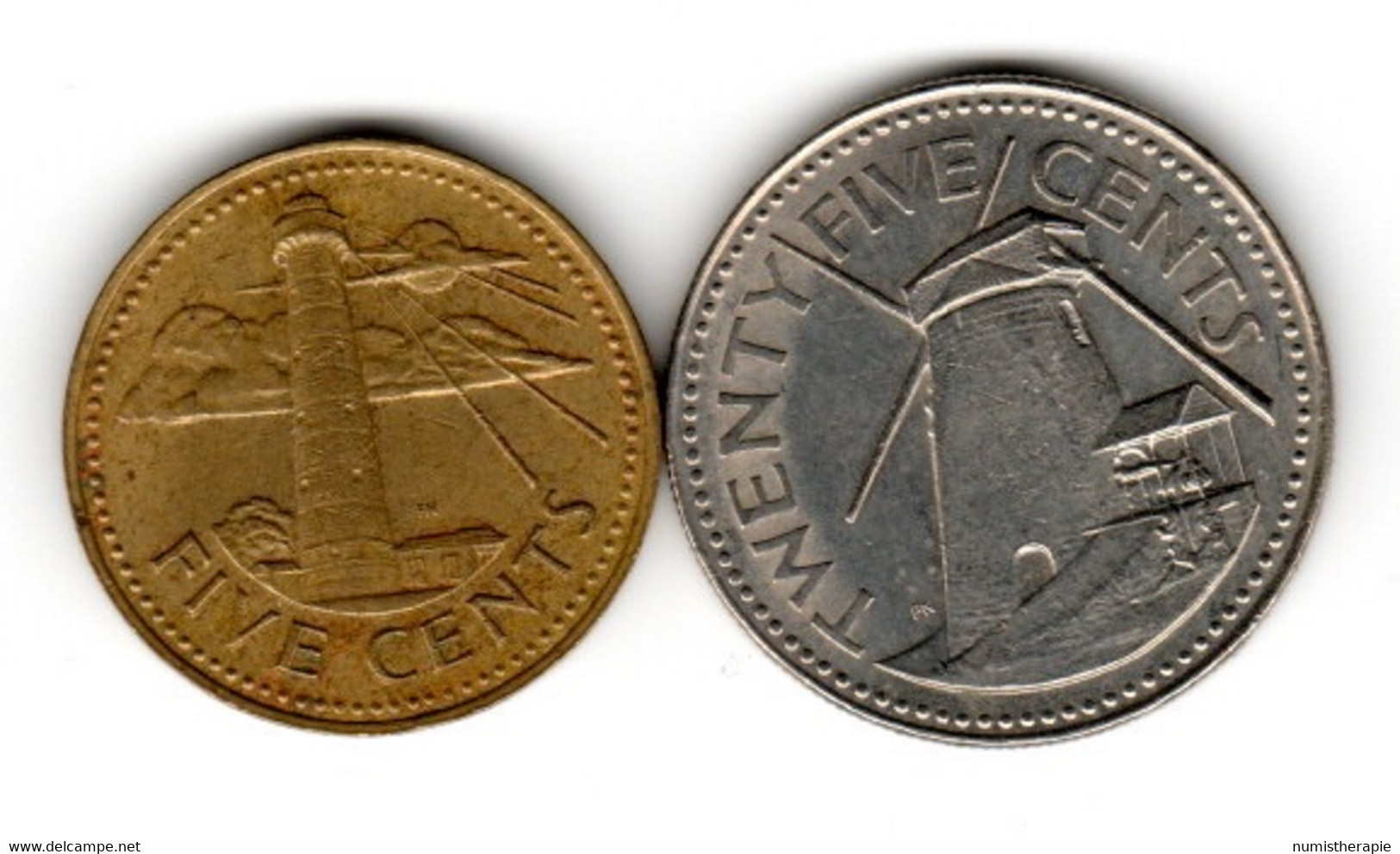 Barbados : Lot De 2 Pièces : 5 Cents Phare 1973 & 25 Cents Moulin 1981 - Barbades