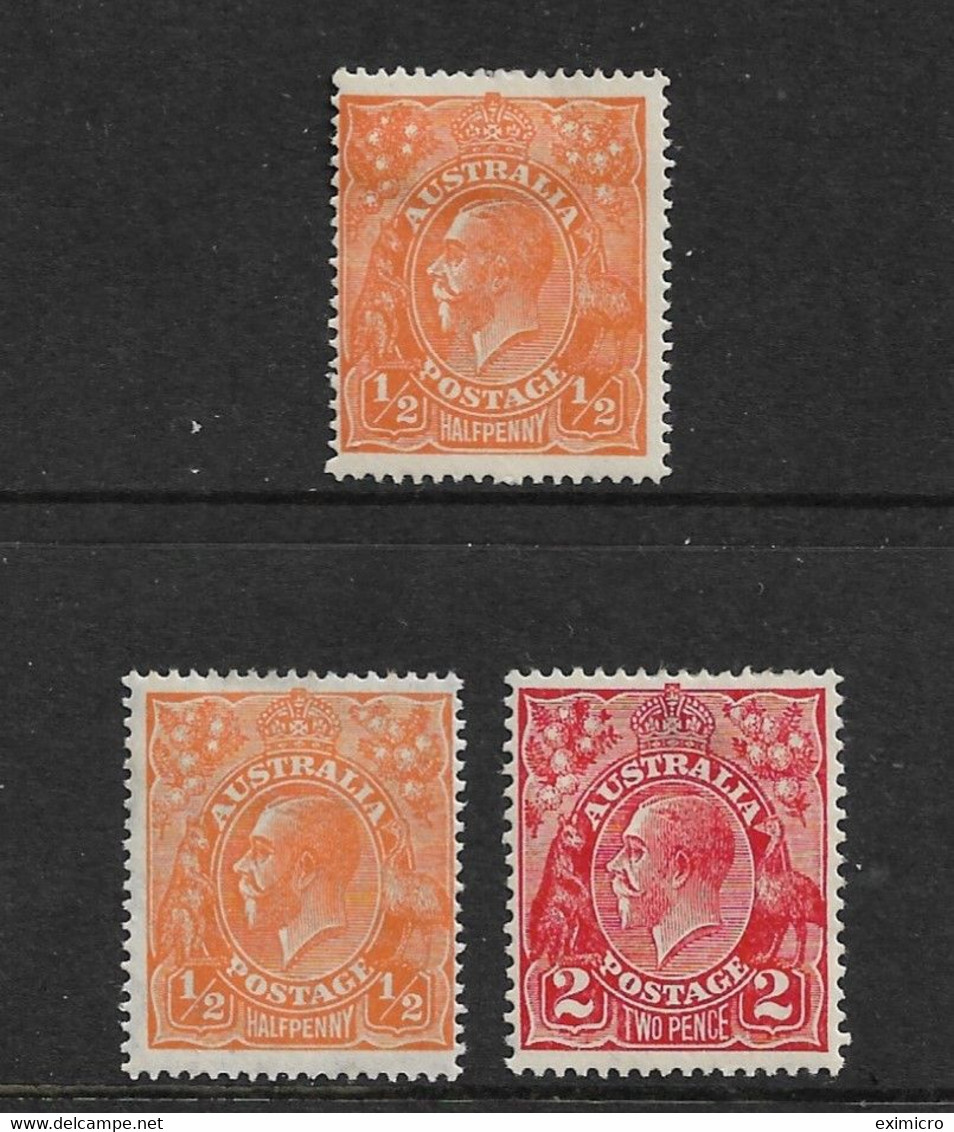 AUSTRALIA 1923 ½d, 1927 ½d, 1930 2d SG 56, 85, 99 MOUNTED MINT Cat £36+ - Nuovi