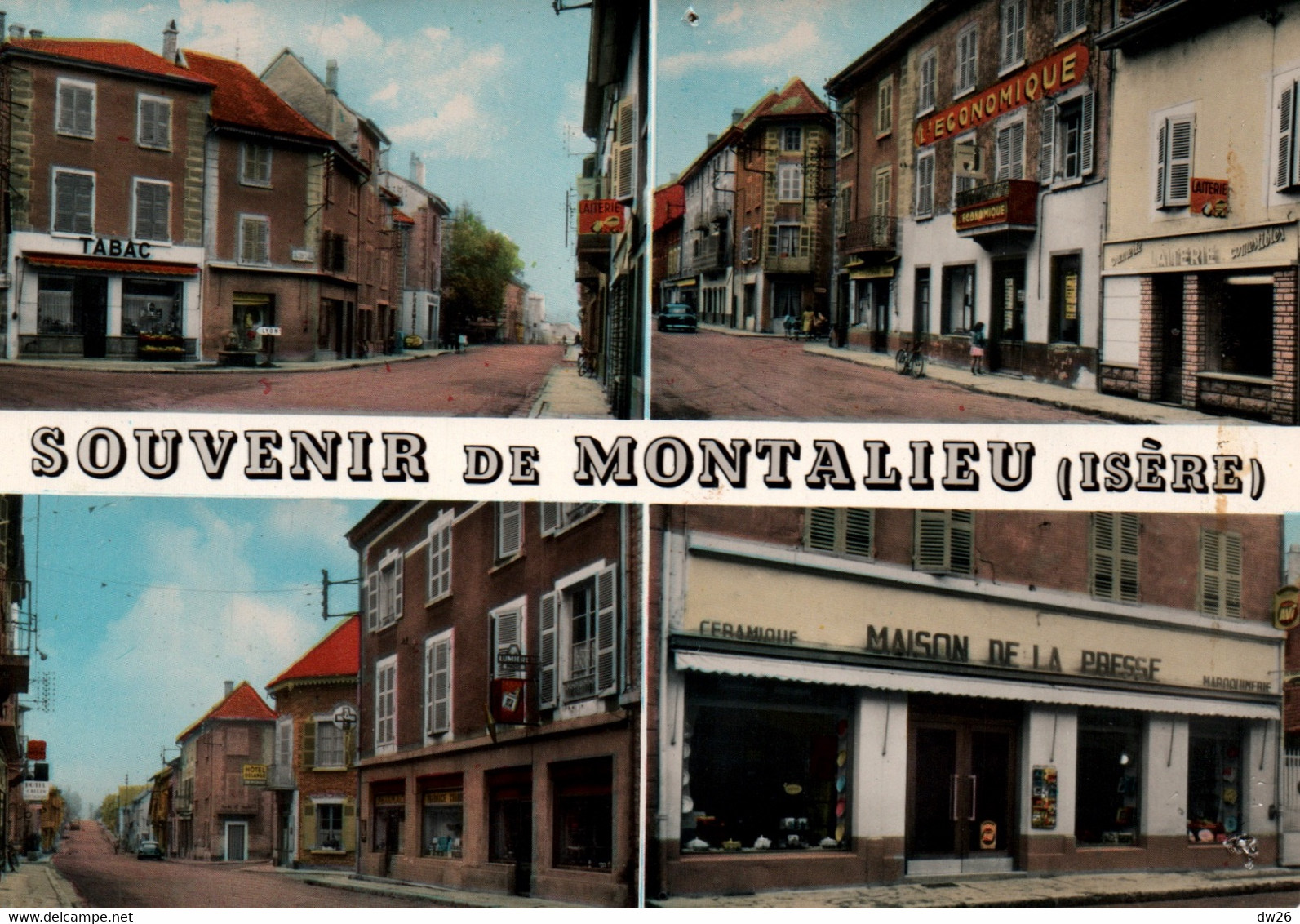 Souvenir De Montalieu (Isère) - Multivues, Commerces Centre Ville: Tabac, Maison De La Presse - Edition Duhuy - Souvenir De...