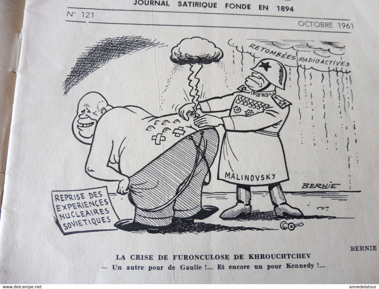 1961 Le RIRE Satirique ,par Bernie "REPRISE DES EXPERIENCES NUCLEAIRES RUSSES" Et Humour R. Caille, Sand, By, Nage,  Etc - Humor