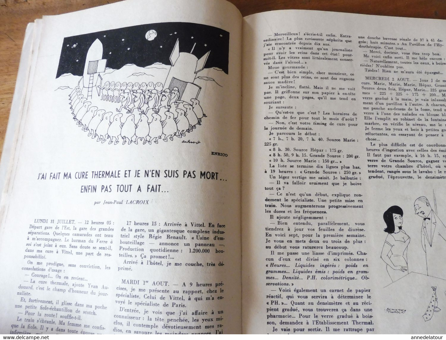 1961 Le RIRE satirique ,par Bernie "REPRISE DES EXPERIENCES NUCLEAIRES RUSSES" et humour R. Caille, Sand, By, Nage,  Etc