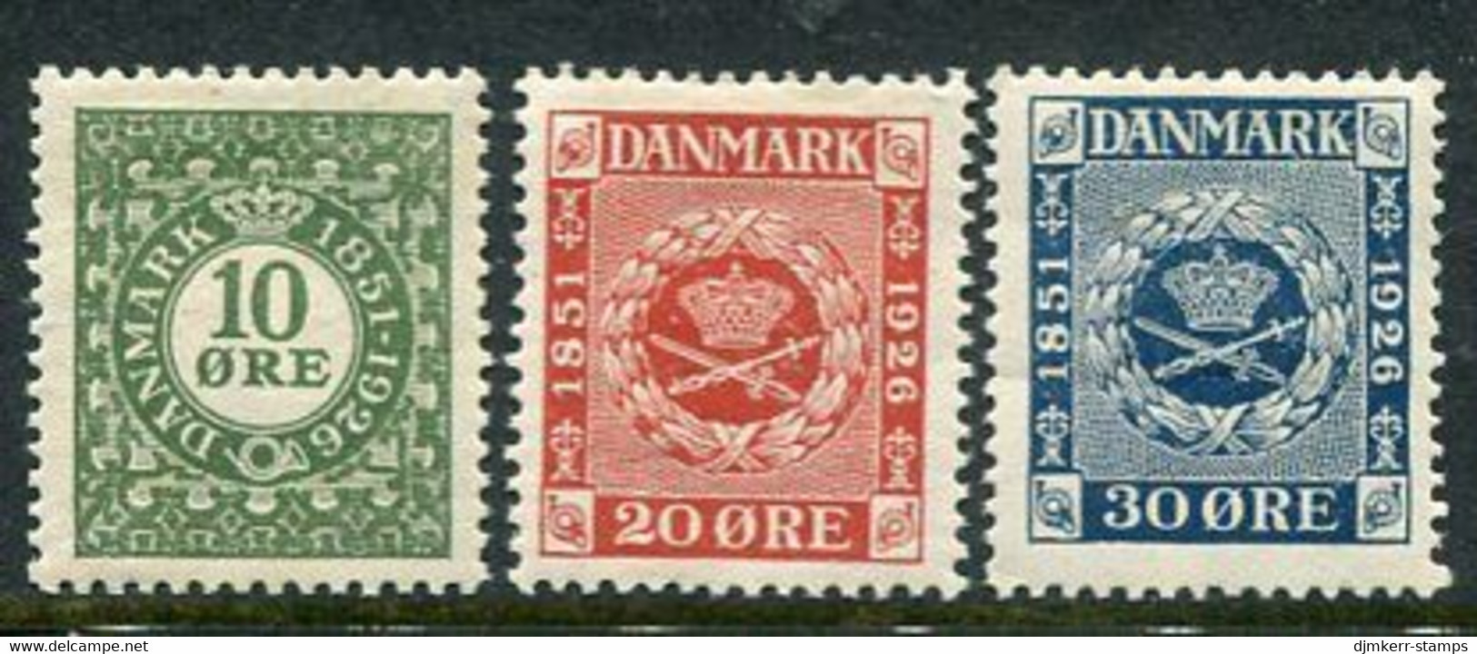 DENMARK 1926 Stamp Anniversary  LHM / *. Michel 153-55 - Unused Stamps