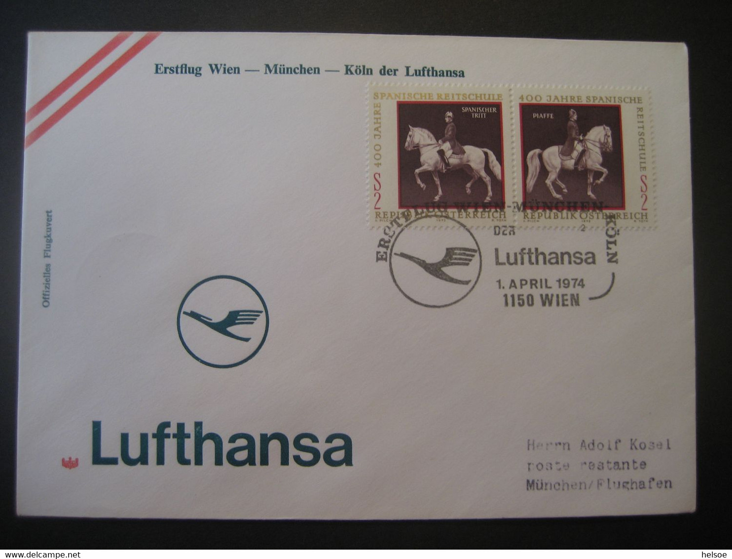 Österreich 1974- Erst-Flug Beleg Mit Lufthansa Gelaufen Von Wien Nach München - Autres & Non Classés