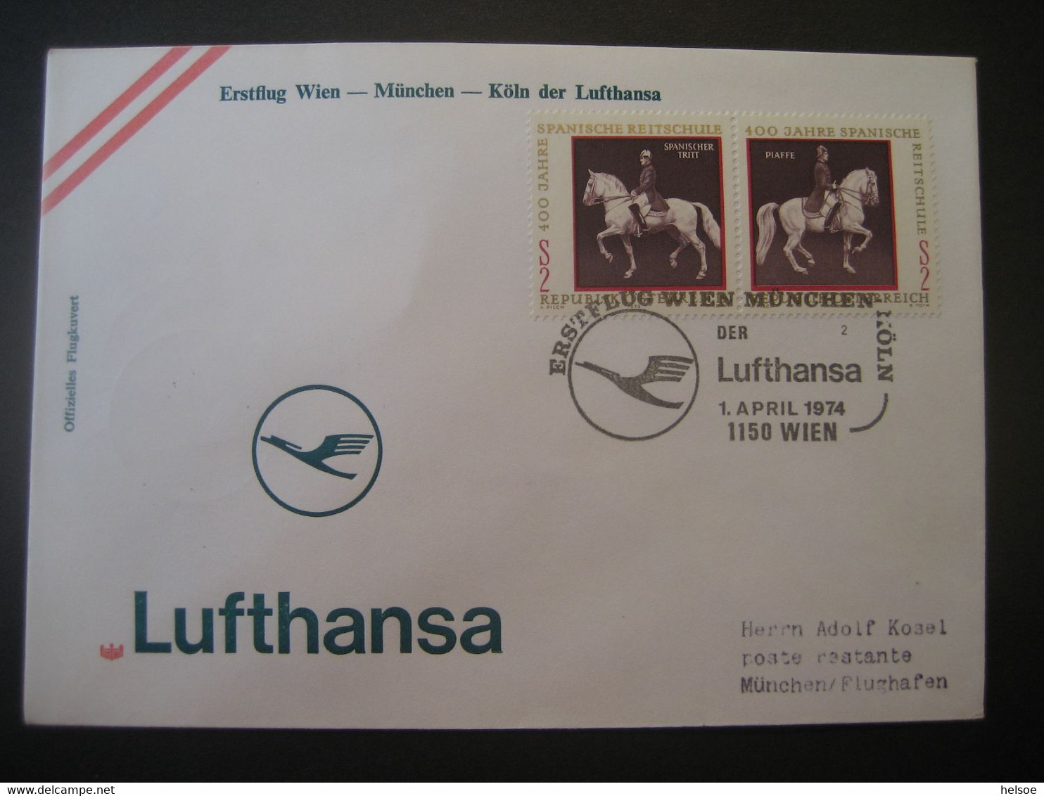 Österreich 1974- Erst-Flug Beleg Mit Lufthansa Gelaufen Von Wien Nach München - Sonstige & Ohne Zuordnung