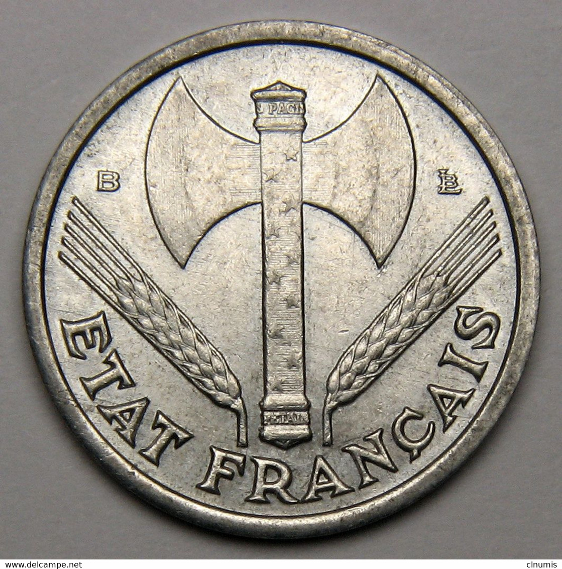 RARE, SUP ! 1 Franc Francisque 1943 B (Beaumont-le-Roger) , Aluminium - Etat Français - 1 Franc