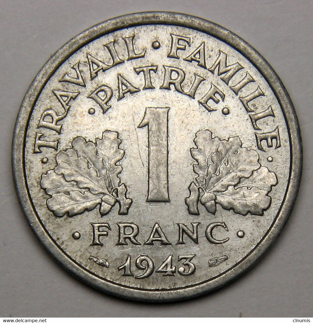 RARE, SUP ! 1 Franc Francisque 1943 B (Beaumont-le-Roger) , Aluminium - Etat Français - 1 Franc