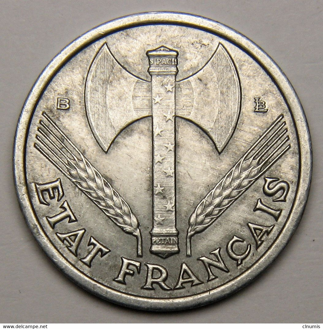 RARE ! 1 Franc Francisque 1943 B (Beaumont-le-Roger) , Aluminium - Etat Français - 1 Franc