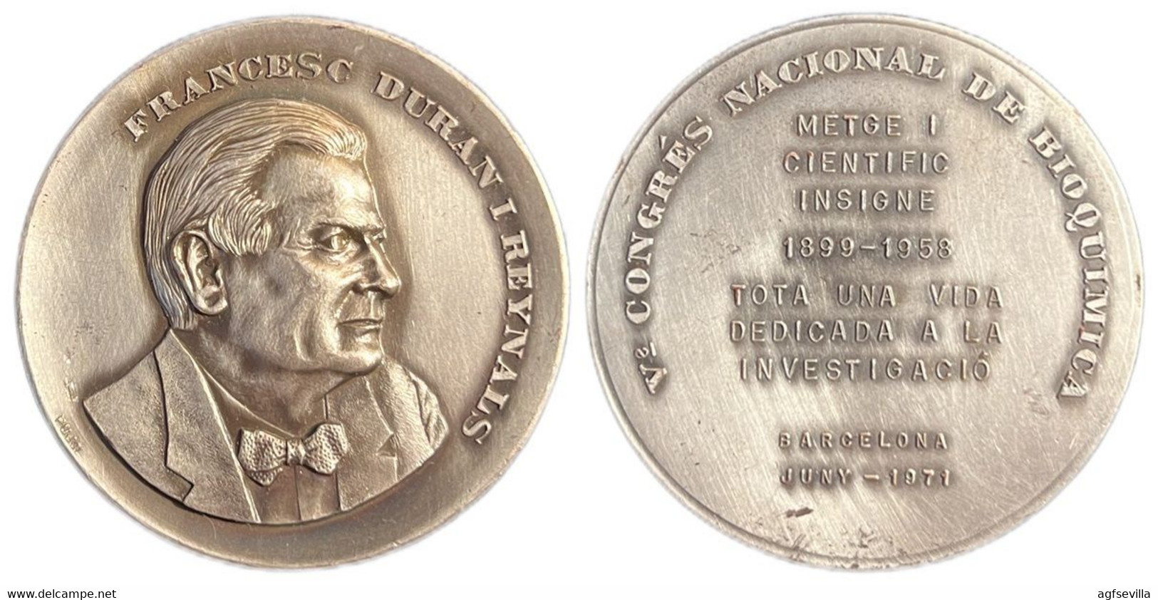 ESPAÑA. MEDALLA HOMENAJE A FRANCESC DURAN I REYNALS. 1.971. ESPAGNE. SPAIN MEDAL - Professionals/Firms