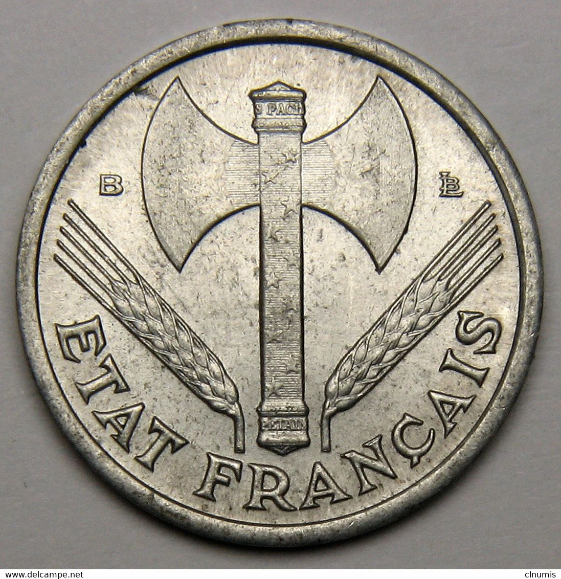 ASSEZ RARE ! 1 Franc Francisque 1944 B (Beaumont-le-Roger) , Aluminium - Etat Français - 1 Franc