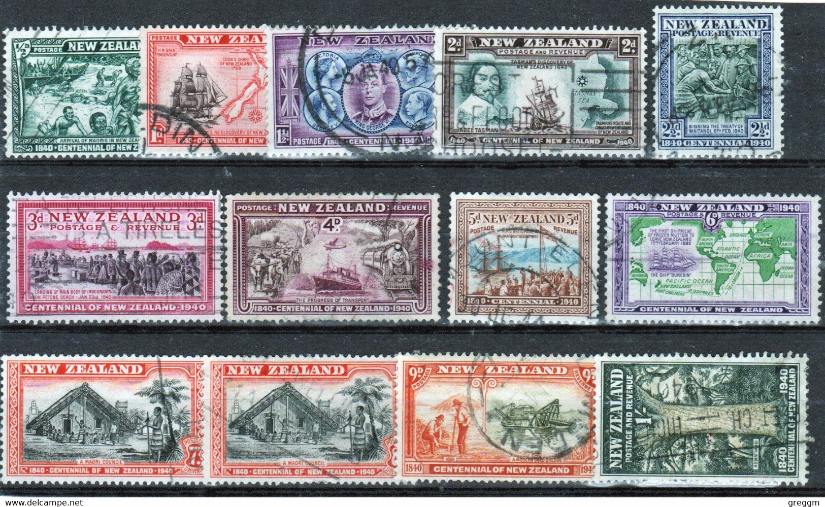 New Zealand Set Of Definitive Stamps From 1940 To Celebrate Centenary Of New Zealand In Fine Used Condition. - Oblitérés
