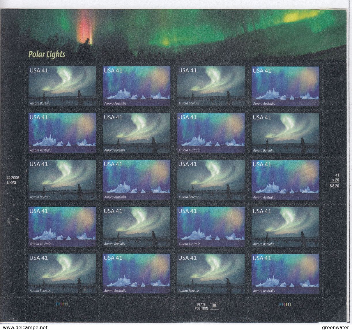 USA 2007 Polar Lights Self Adhesive Stamps Complete Sheetlet ** Mnh (AA150A) - Ganze Bögen