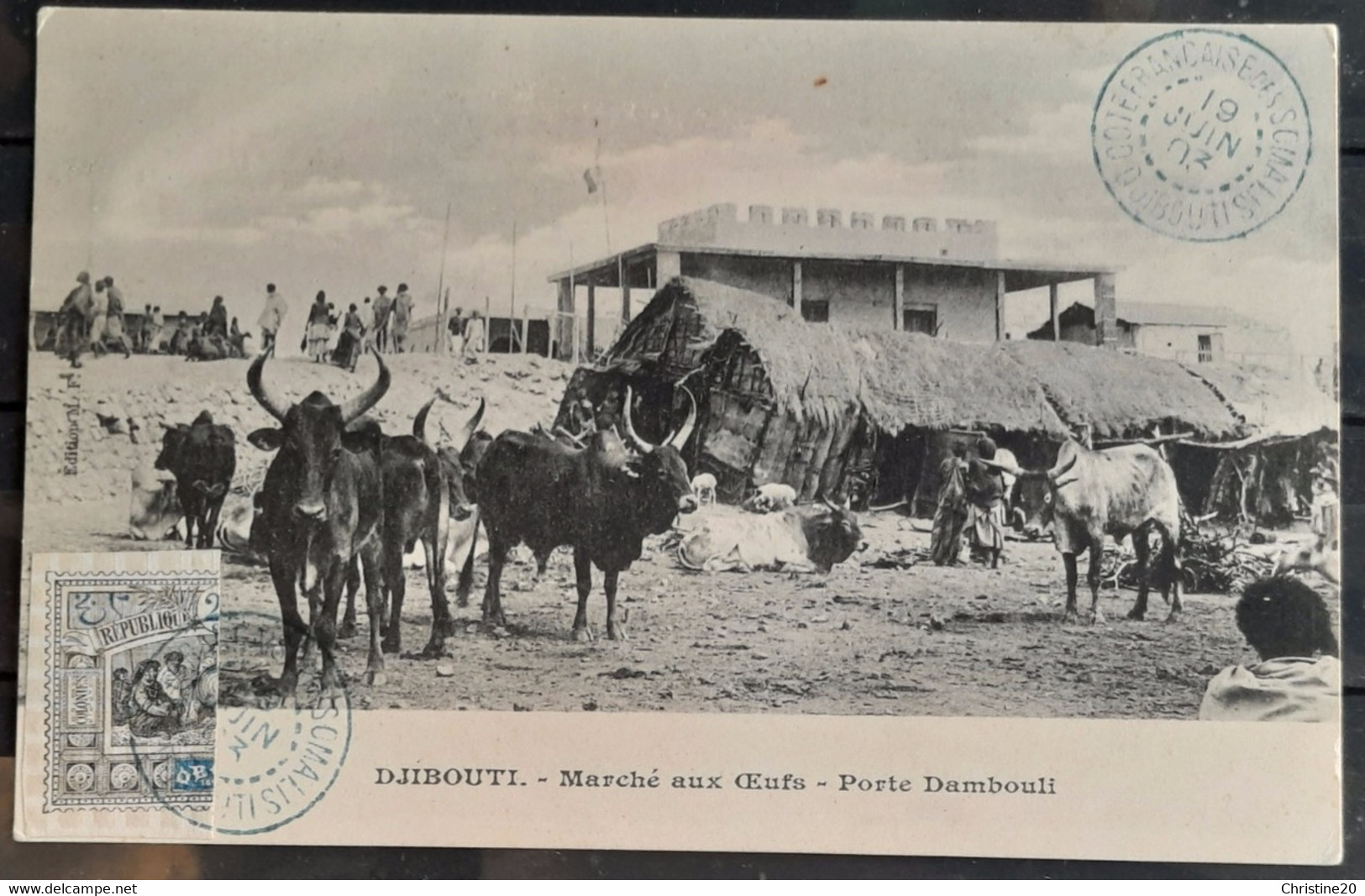 Obock (ex-colonie Française) 1894 N°54a Moitie Gauche Sur Carte Postale  TB Cote 450€ - Storia Postale