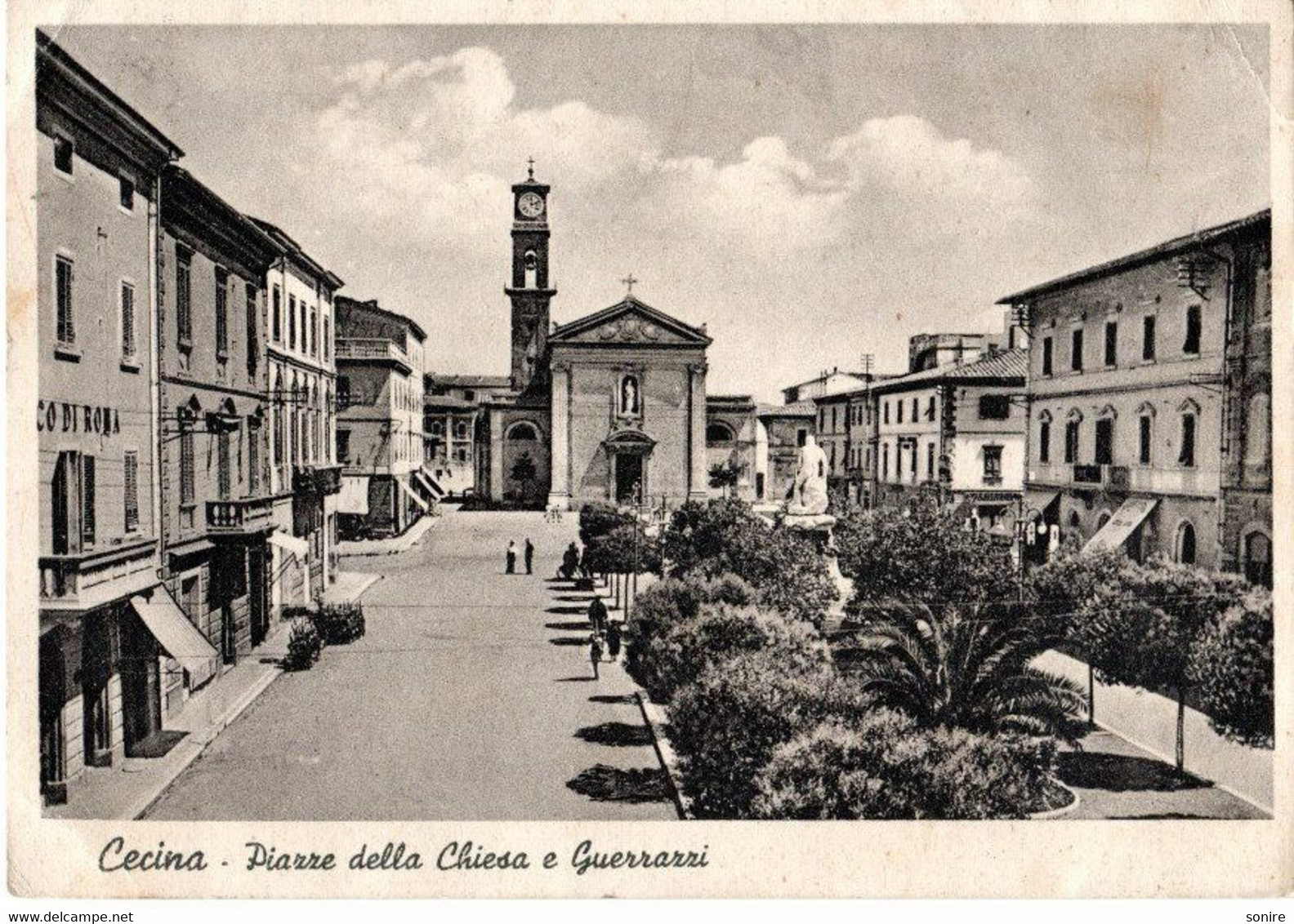 CECINA  - PIAZZE DELLA CHIESA E GUERRAZZI (LIVORNO) ED. VENTURI - BOLLO FRATELLANZA ARMI - VG 1941 FG - 6605 - Livorno