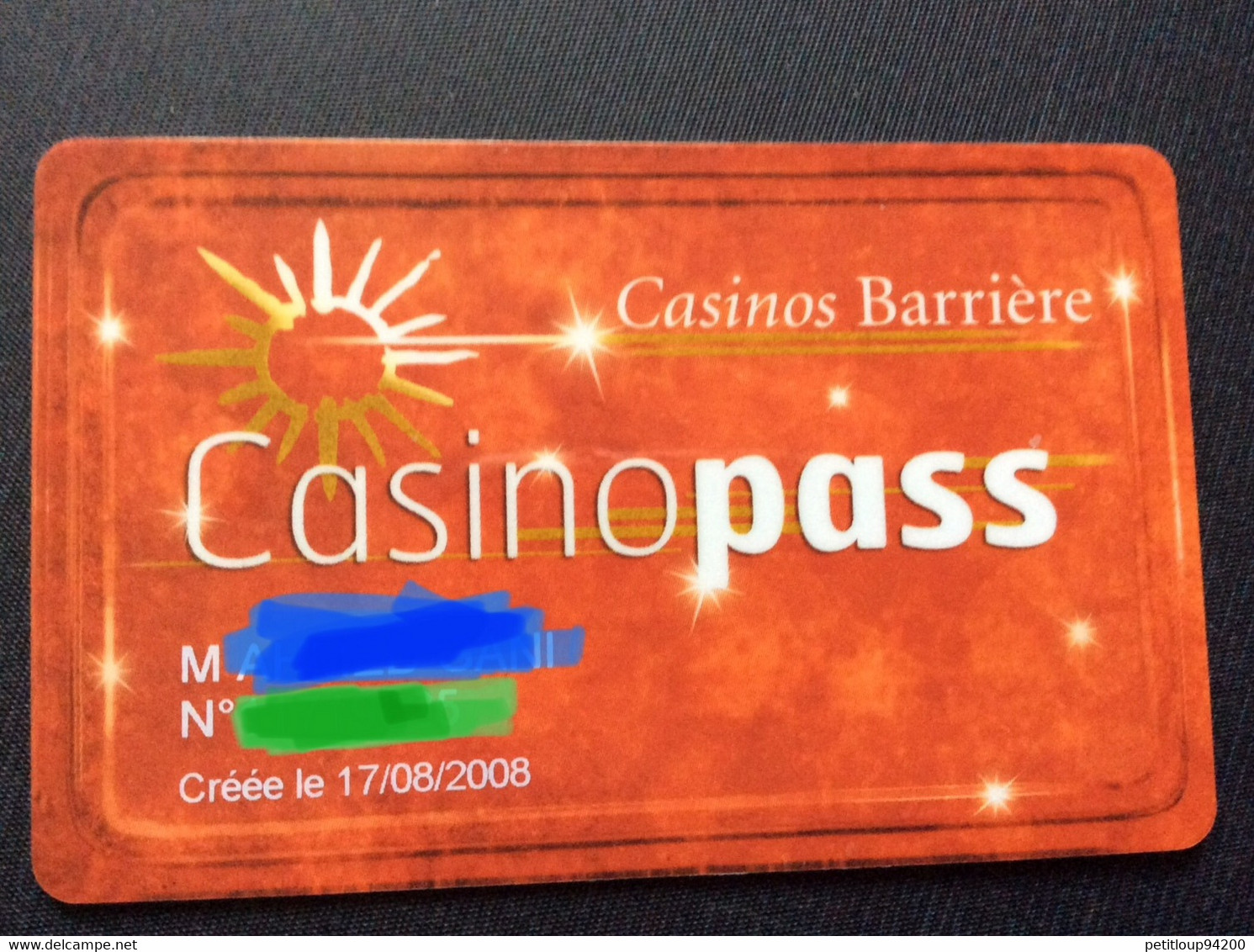 CARTE DE CASINO BARRIÈRE  Casinos Pass - Casinokaarten