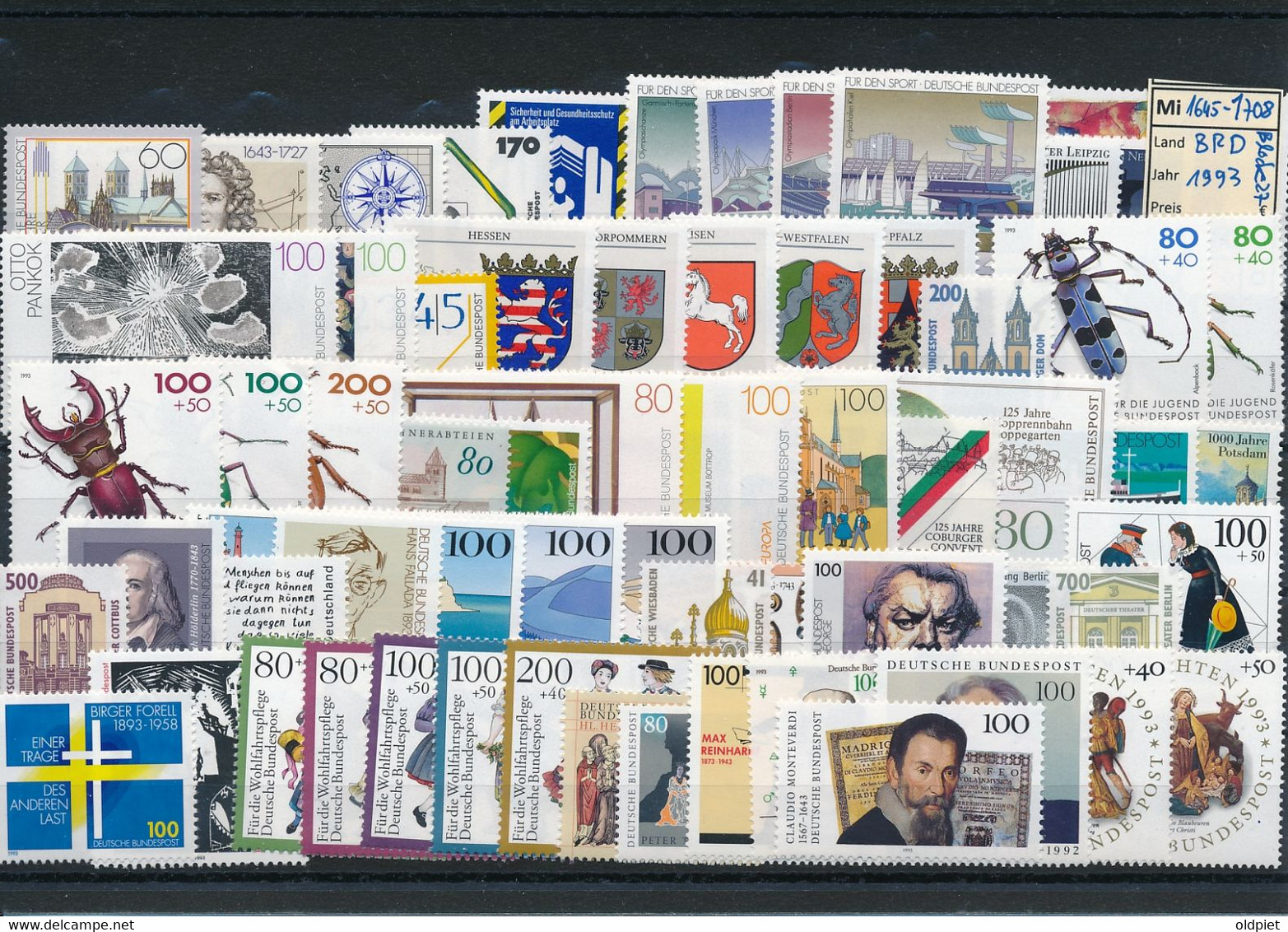 GERMANY Bundesrepublik BRD Jahrgang 1993 Stamps Year Set ** MNH - Complete Komplett Michel 1645-1708 - Unused Stamps