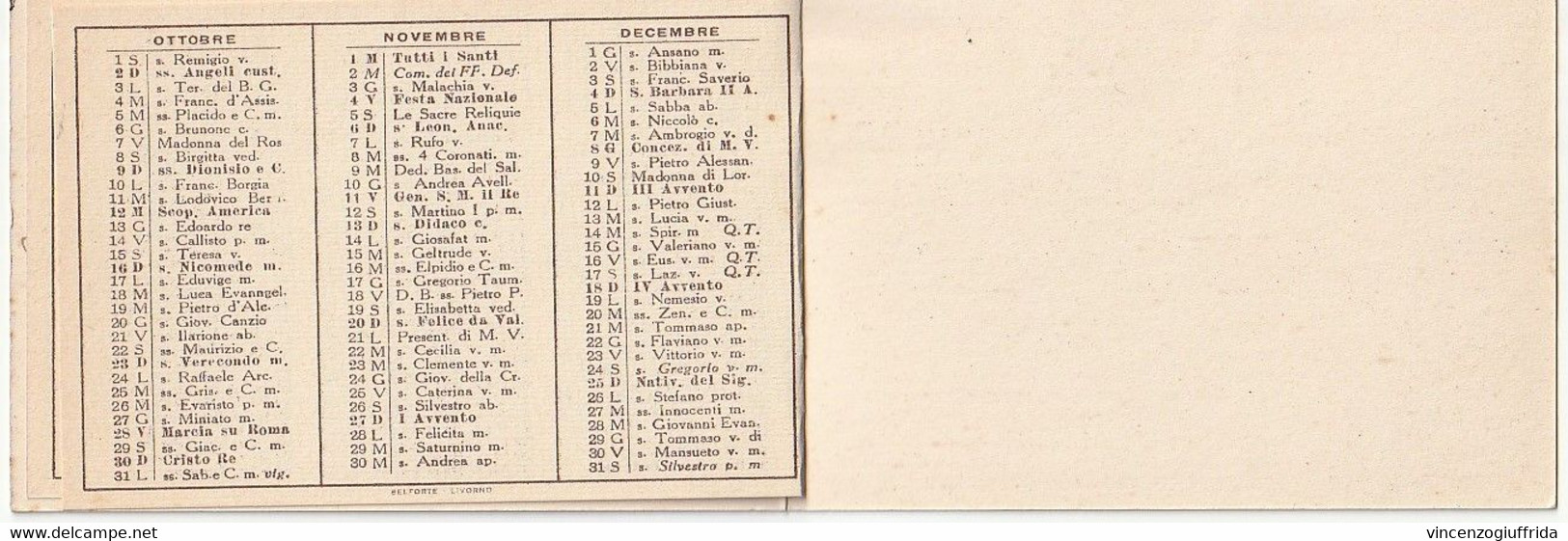 Regia Accademia Navale Livorno Calendarietto 1932 Anno X - Petit Format : 1921-40