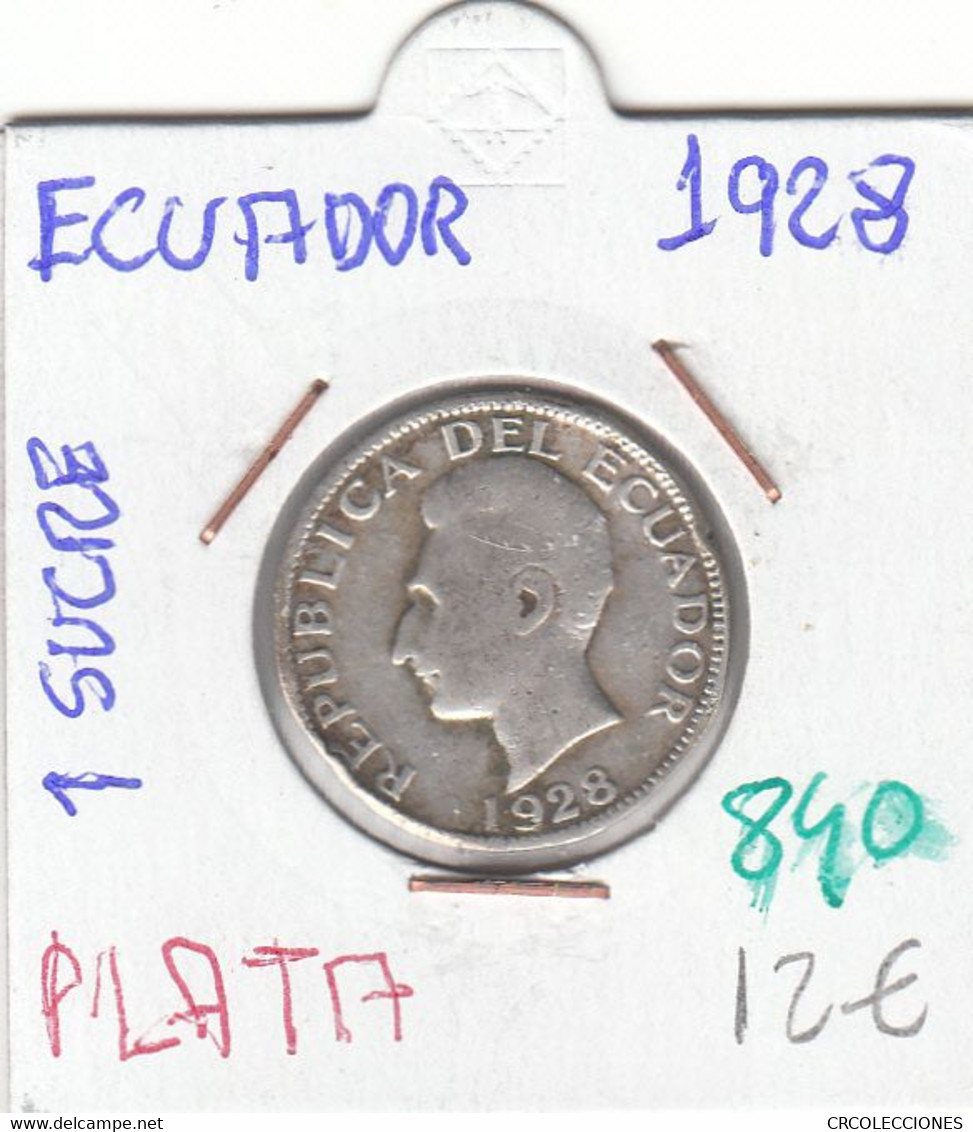 CR0840 MONEDA ECUADOR 1 SUCRE 1928 PLATA 12 - Ecuador