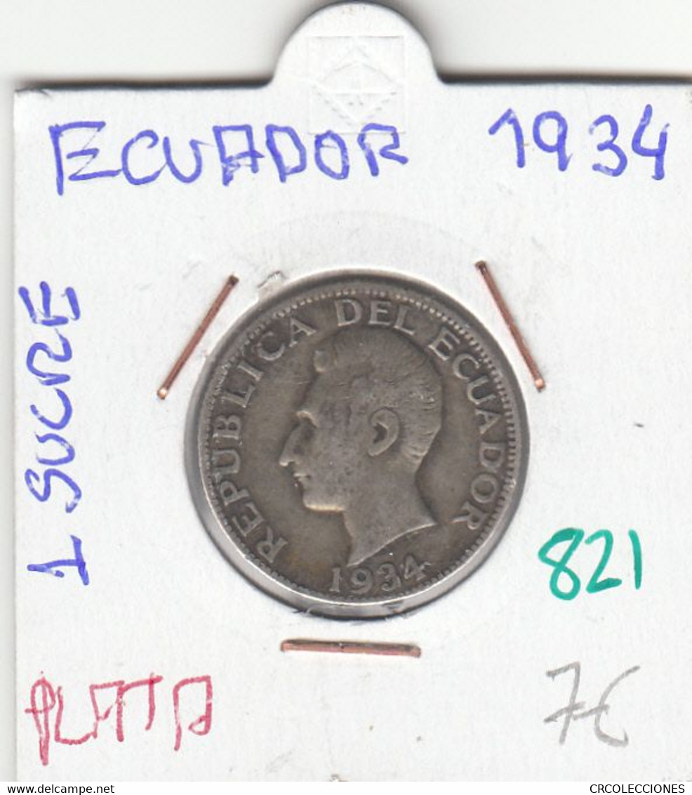 CR0821 MONEDA ECUADOR 1 SUCRE 1934 PLATA 7 - Ecuador