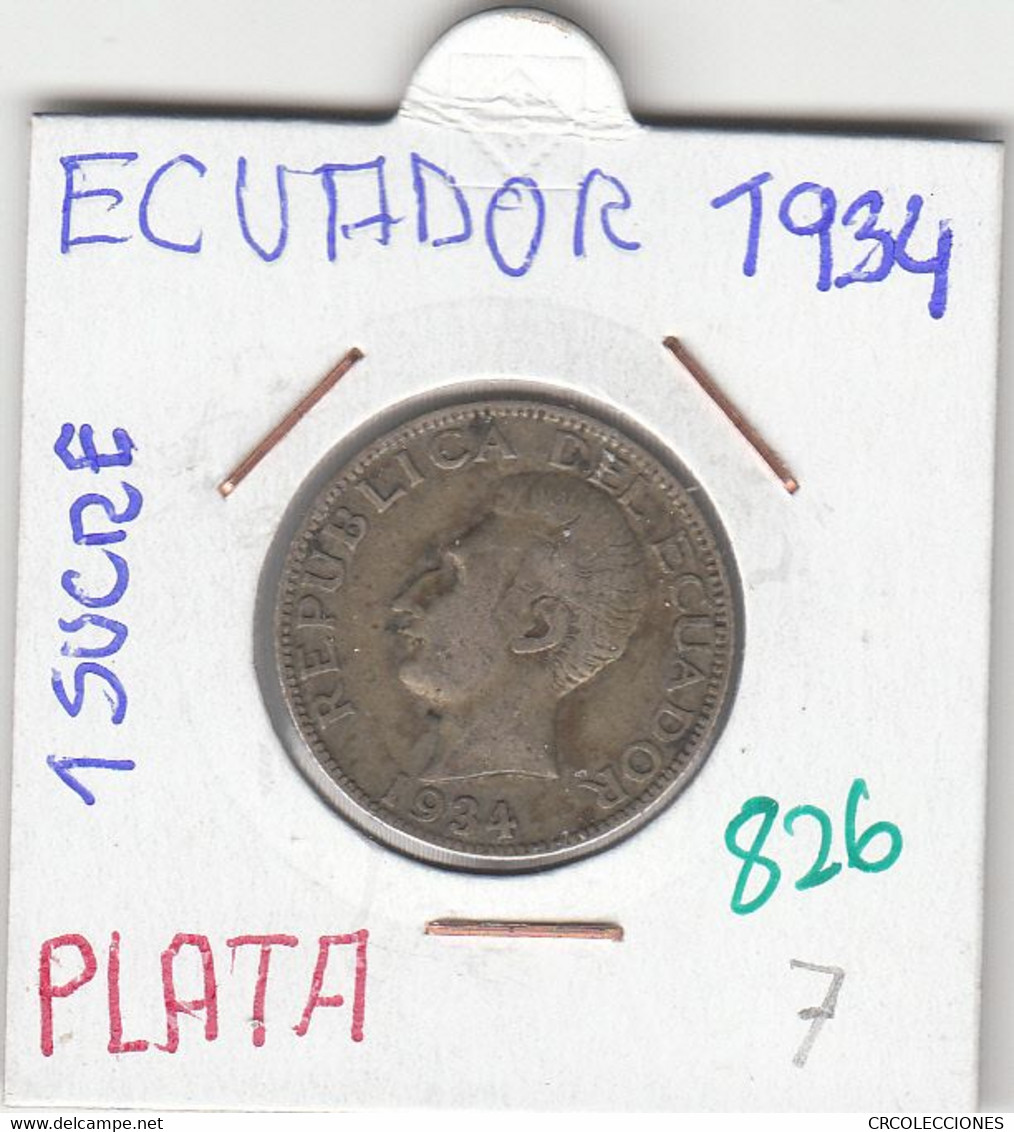 CR0826 MONEDA ECUADOR 1 SUCRE 1926 PLATA 7 - Ecuador
